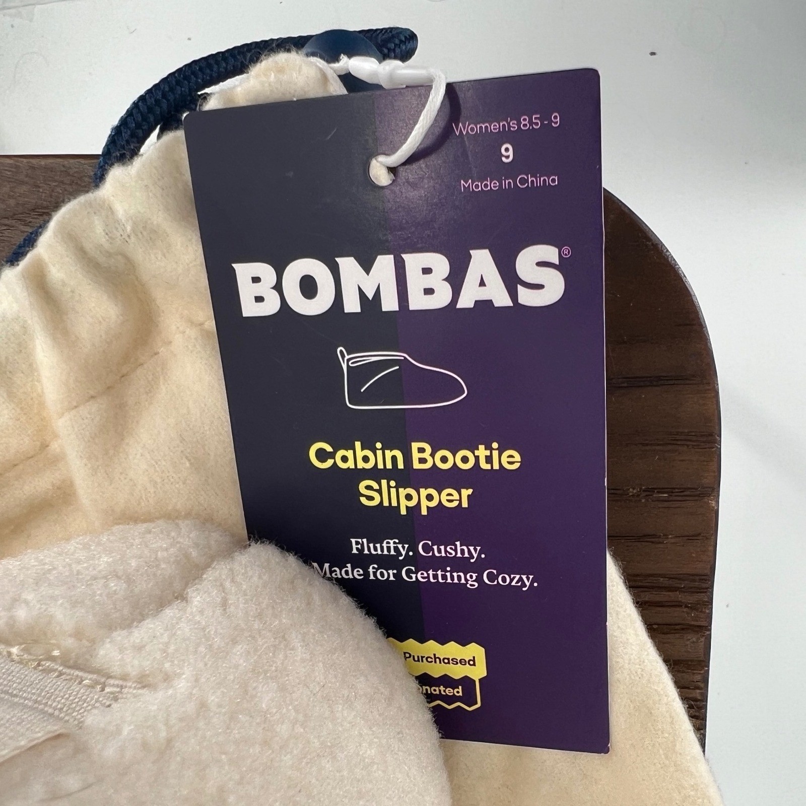 Bombas Cabin Bootie Slipper Cream Sherpa Fluffy Cushy Women Size 9 NEW