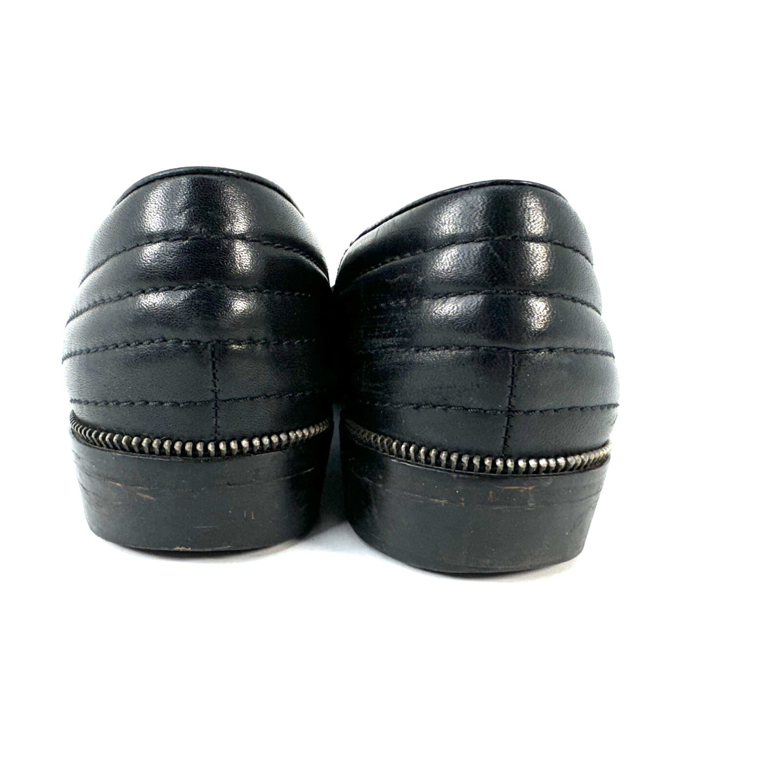 The Kooples Black Suede & Leather Studded Zipper Trim Detail Loafers Size EU 40
