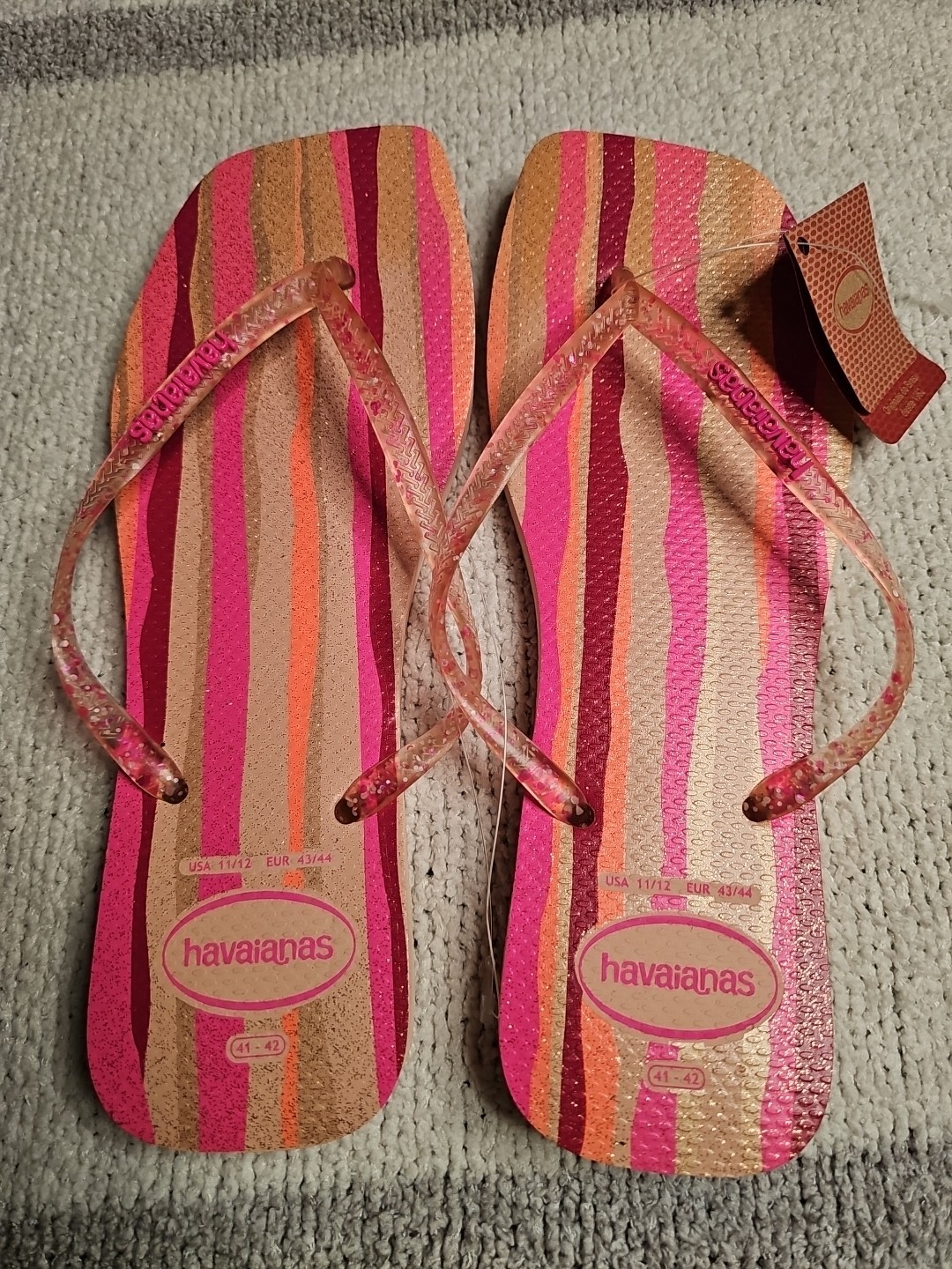 HAVAIANAS Printed Rubber Flip-Flops for Women/Men USA 11/12 (EUR 43/44) RARE