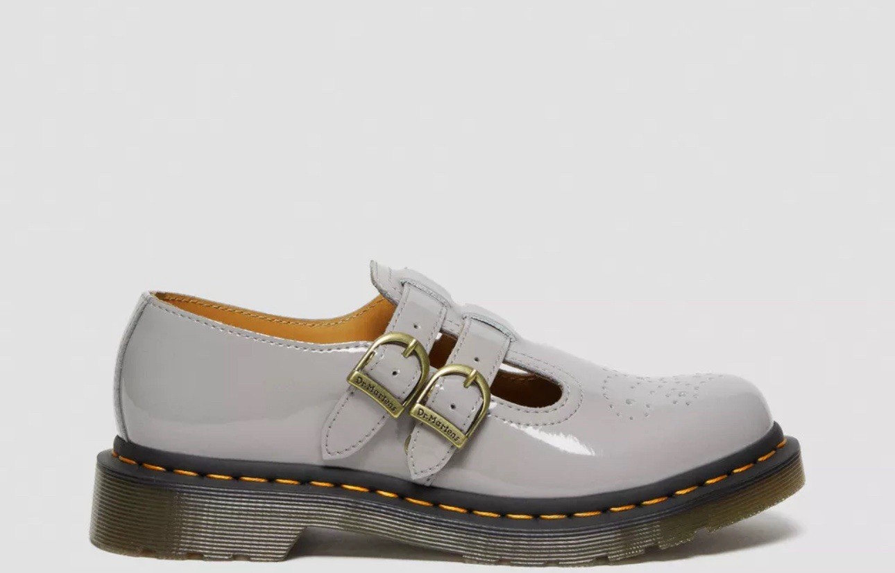 AUTHENTIC DR. MARTENS 8065 PATENT LEATHER MARY JANES GRAY VERY NICE