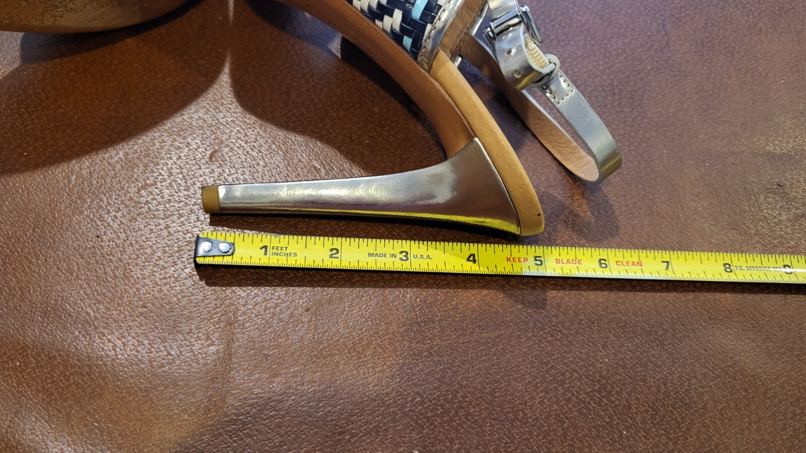 Coach Steffi Blue Tan And Silver Slingback sandal Pump SZ 9.5 4″ HEEL, EUC!