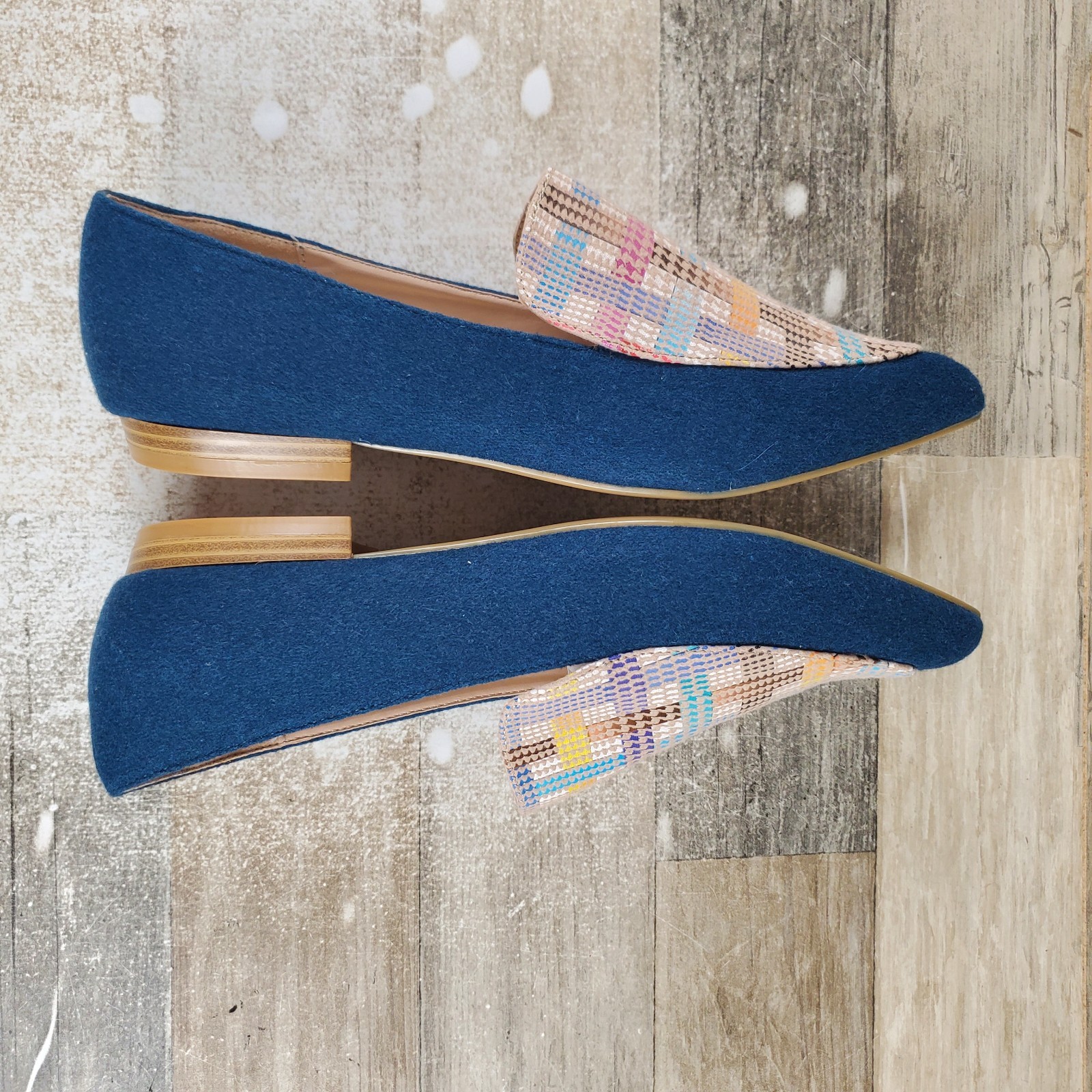 Bellini Ferris Womens Casual Flat Sz 10 M Blue Multi Wool Slip On Pointed Toe