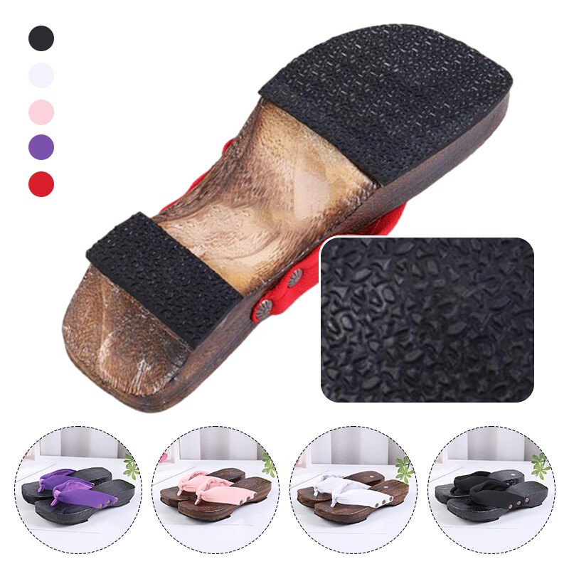 3.5cm Heel Geta Japanese Clogs Slippers Wooden Flip-flops Soild Color Costume US