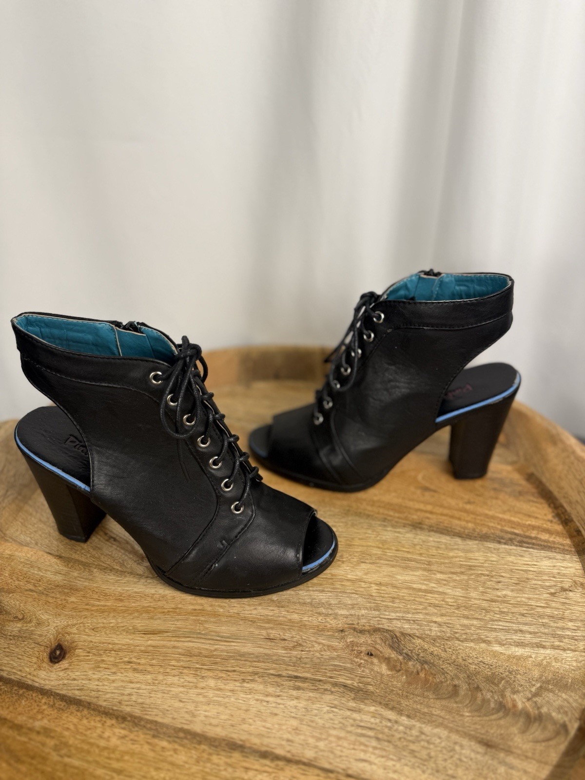Peep Toe Boots Lace Up