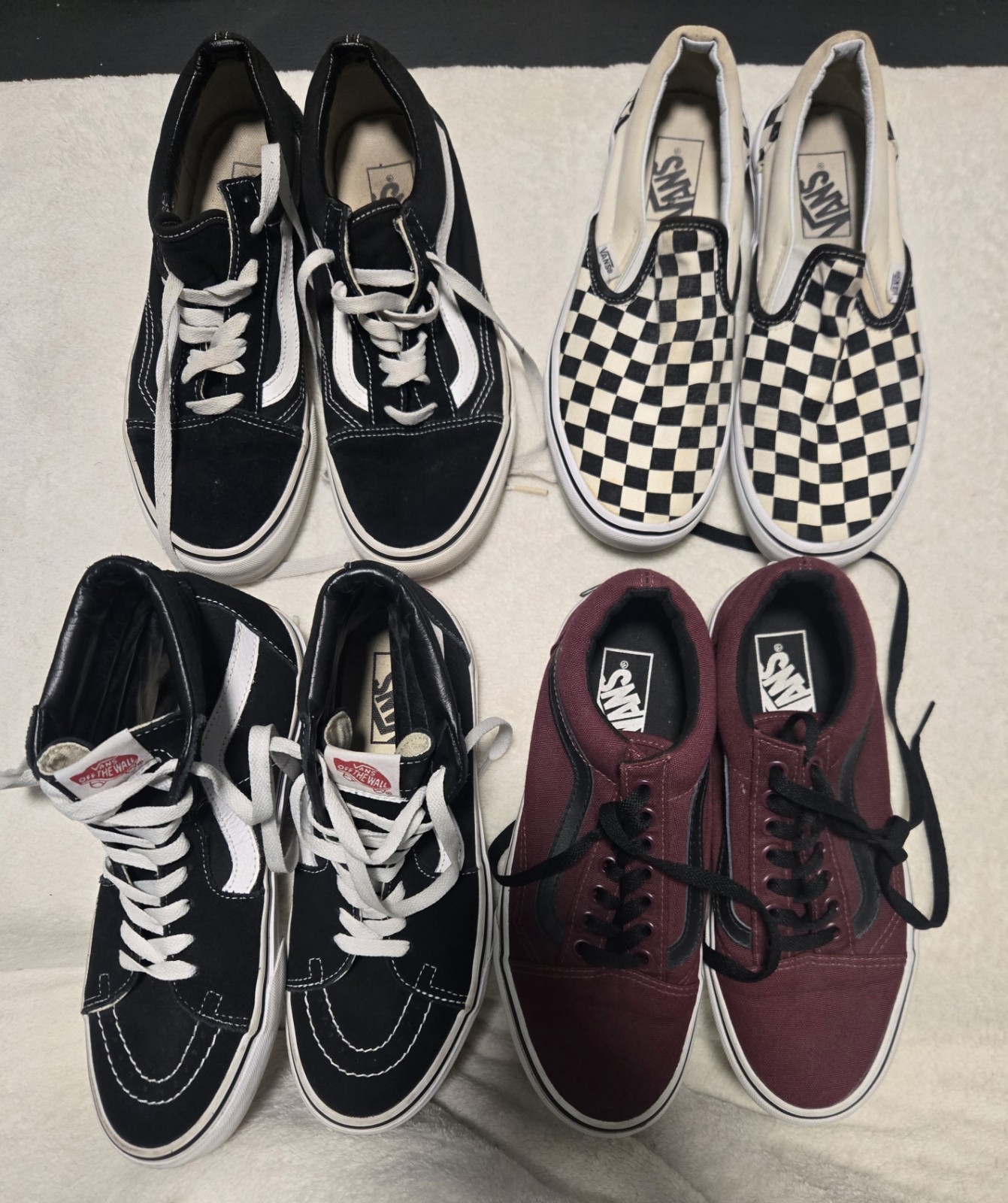 Vans Shoes Women 3 pairs 8.5+ .99 for checkered 1 due to illegible size tag 8.0?