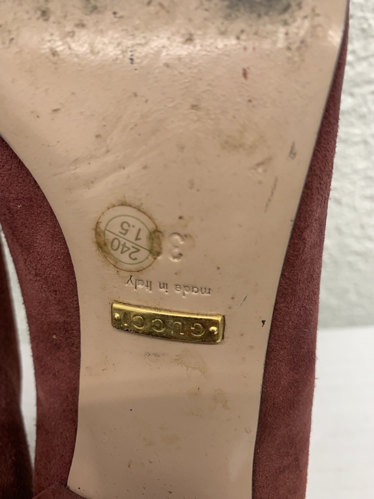 Authentic Gucci Beige Marmont Suede Brown Loafer Heels Pumps 38 EU 8 US BB20
