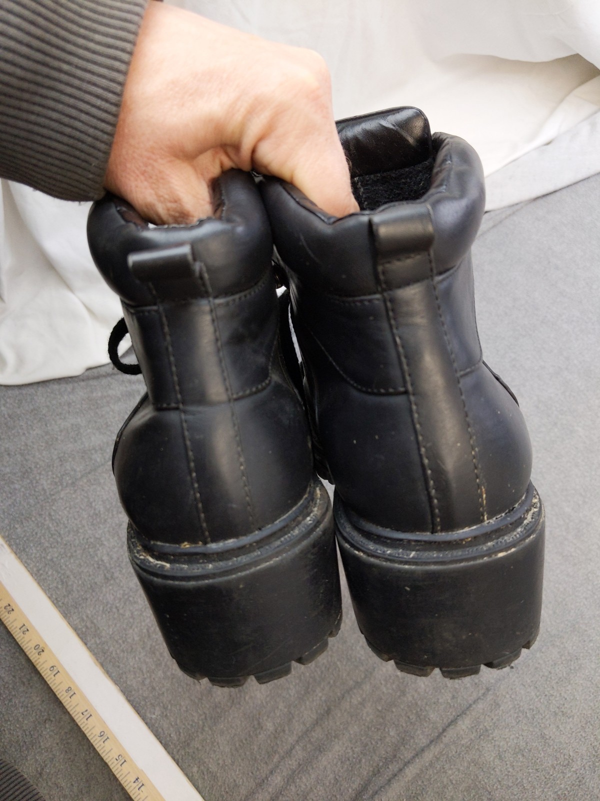 UNIONBAY Boss Boots Womens Size 9 Black Ankle Combat Lug Sole Block Heel
