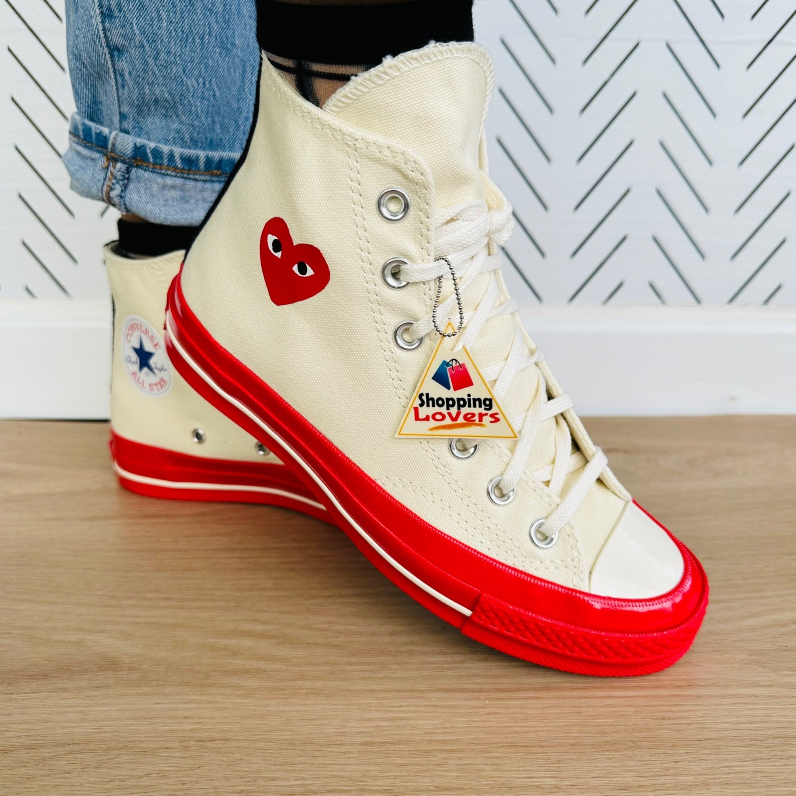 Converse Chuck70 Hi Comme des Garcons PLAY 10.5 Women Shoes Pristine Red A01794C