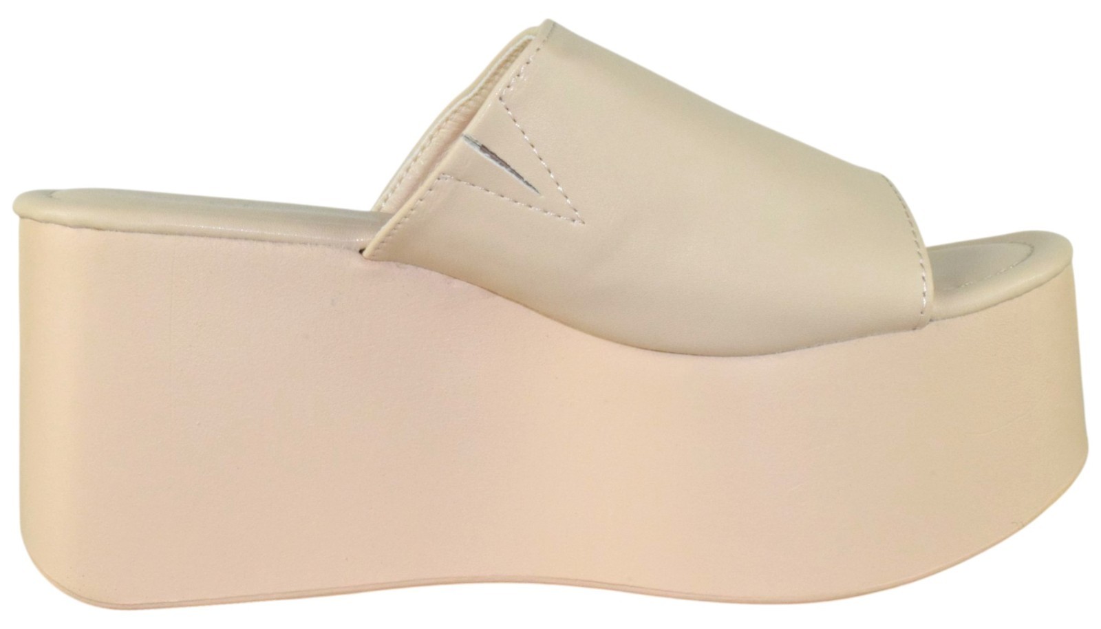 Berness Women Platform Wedge Slide Sandals SlipOn Flatform Mule FLORA Beige Nude