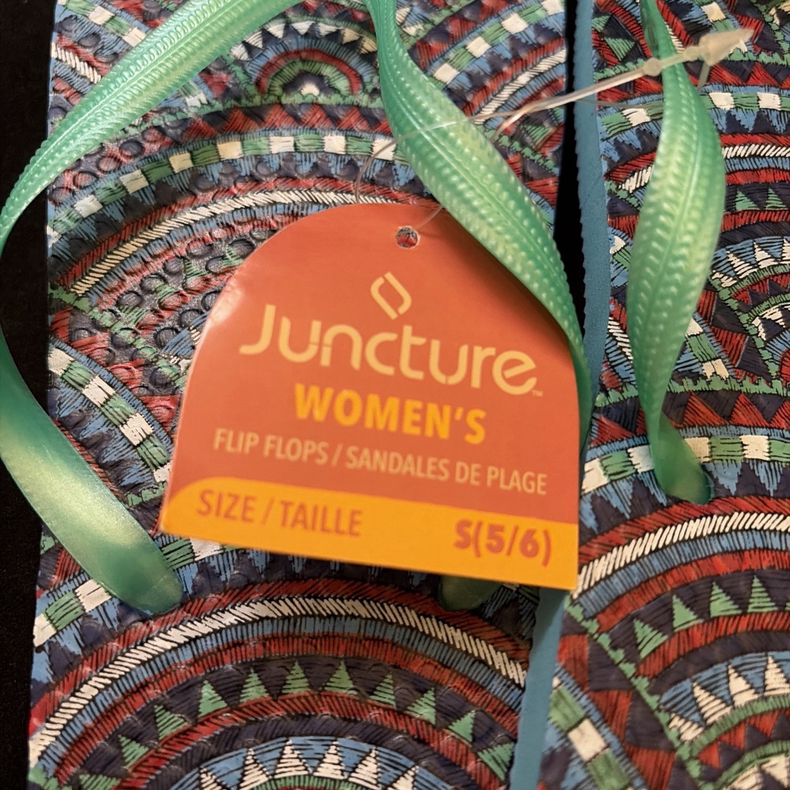 WOMENS JUNCTURE FLIP FLOP RUBBER BEACH SANDALS SIZE SMALL 5-6 NWT Green And Blue