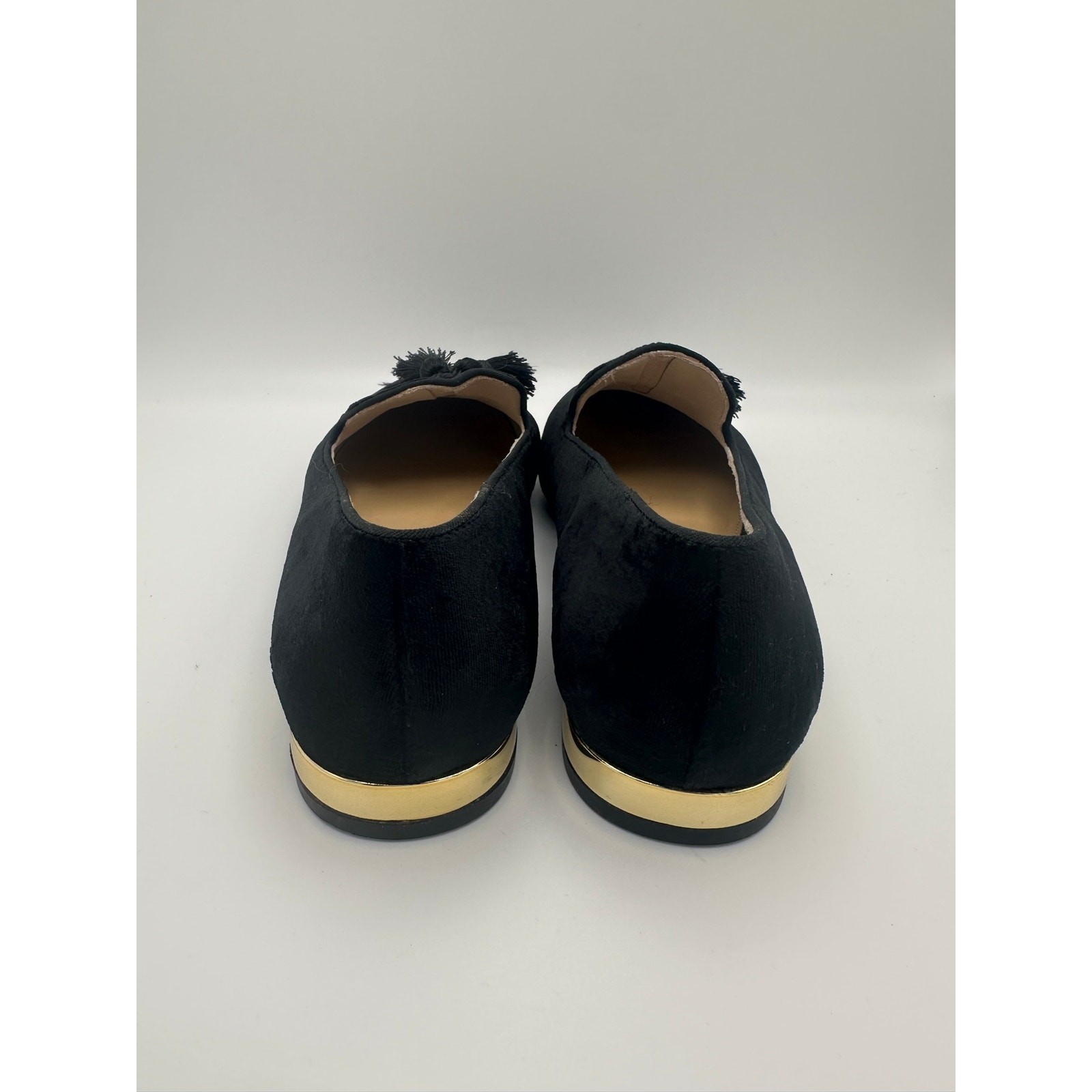 TALBOTS “Ryan” Black Velvet Gold Accent Heel Tassel Loafer Size 6 N