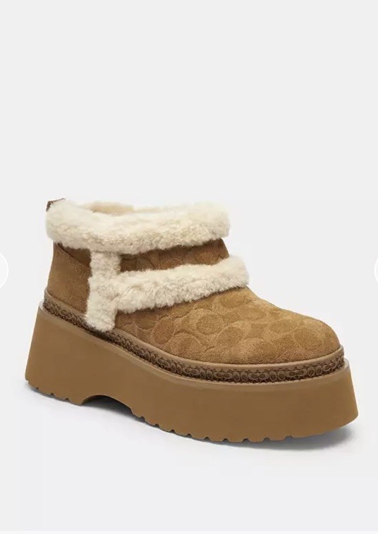 Coach Ladies Christina Bootie In Signature Suede Size 10
