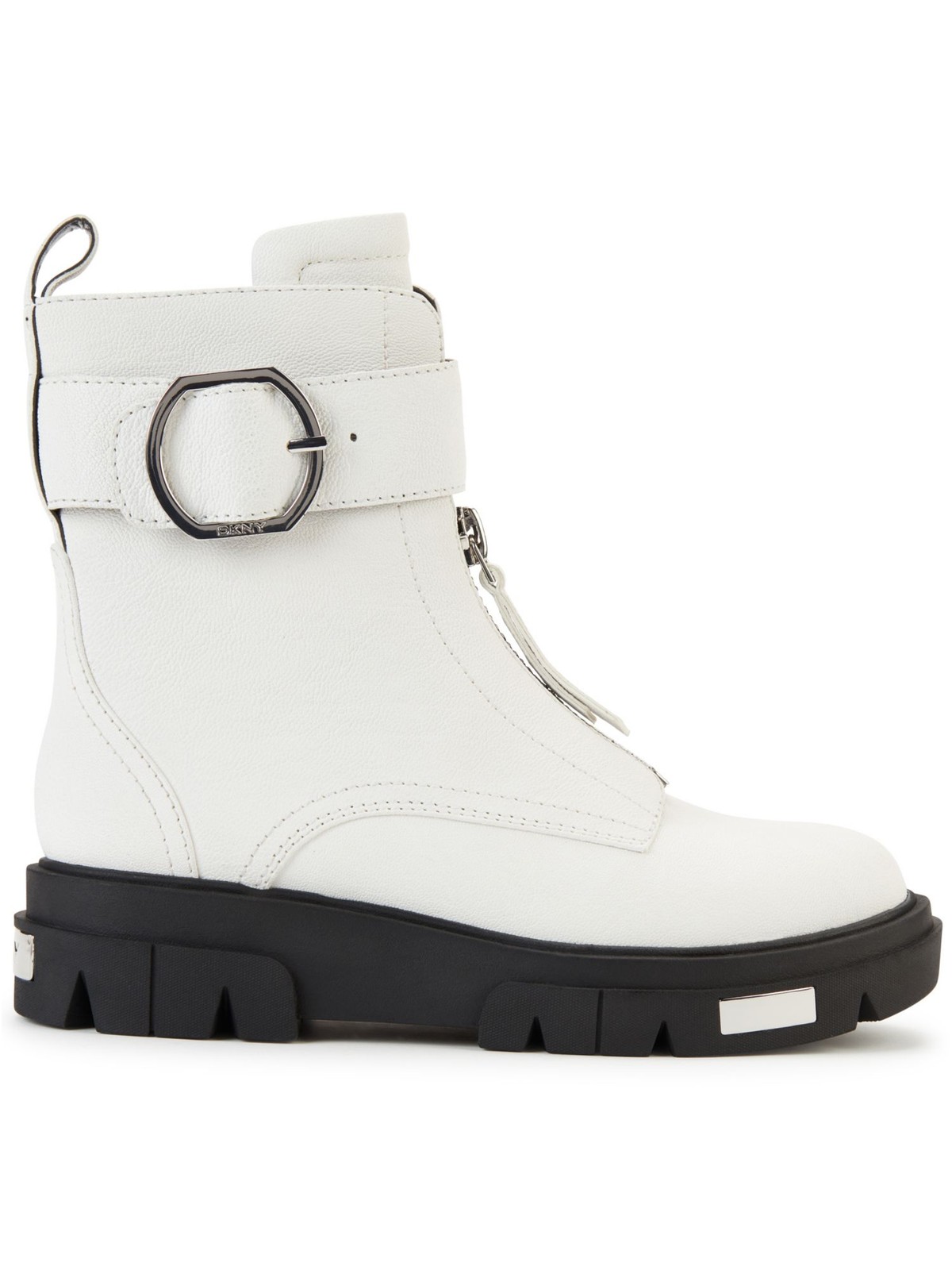 DKNY Womens White 1″ Platform Pull Tab Laina Toe Wedge Leather Booties 9.5 M