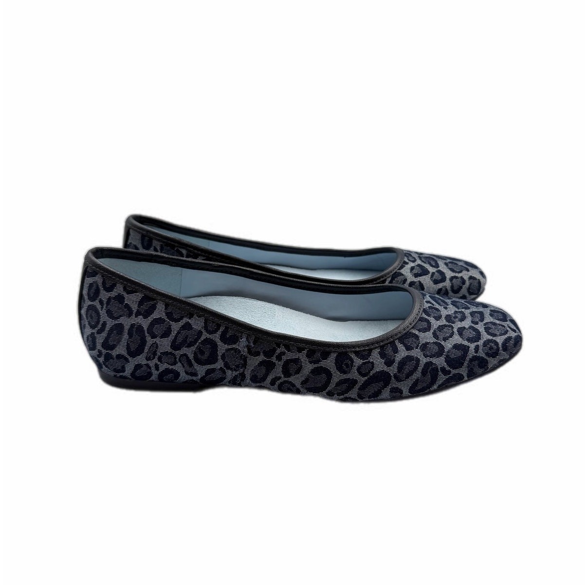 Vionic Orinda 7 Square Toe Navy Blue Animal Print Casual Workwear Ballet Flats