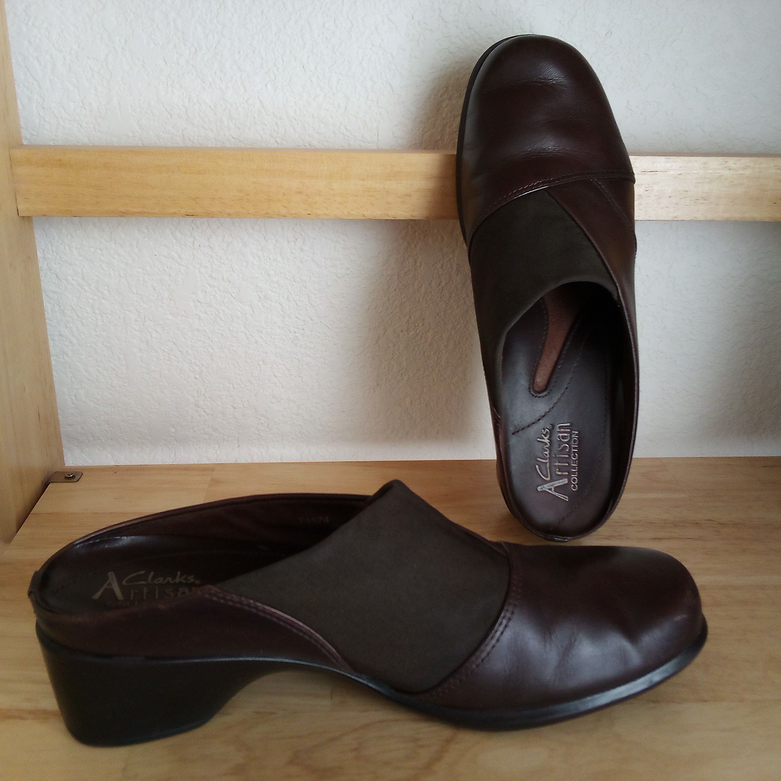 Clarks Artisan Tyler 5.5 Mule SlipOn Women Leather Brown Brazil Made Shoes 74574