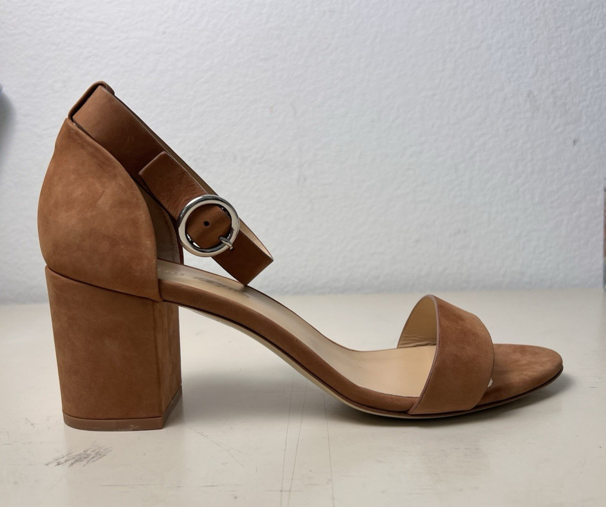 NEW Jenni Kayne Brown Oiled Leather Low Block Heel in Walnut EU 40 US 10