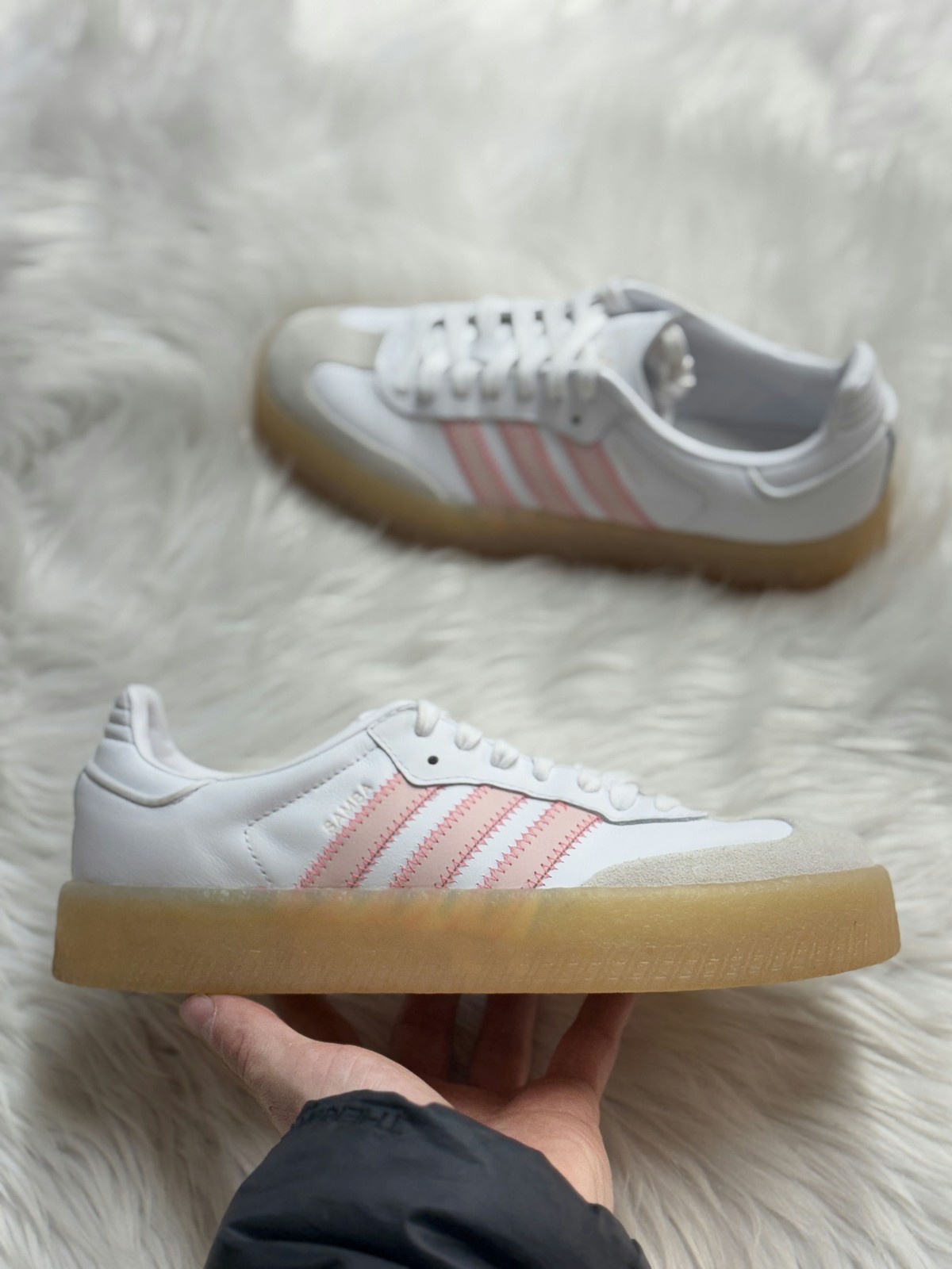Adidas Sambae White Sandy Pink Red Womens IH4026 VNDS Sz 7.5