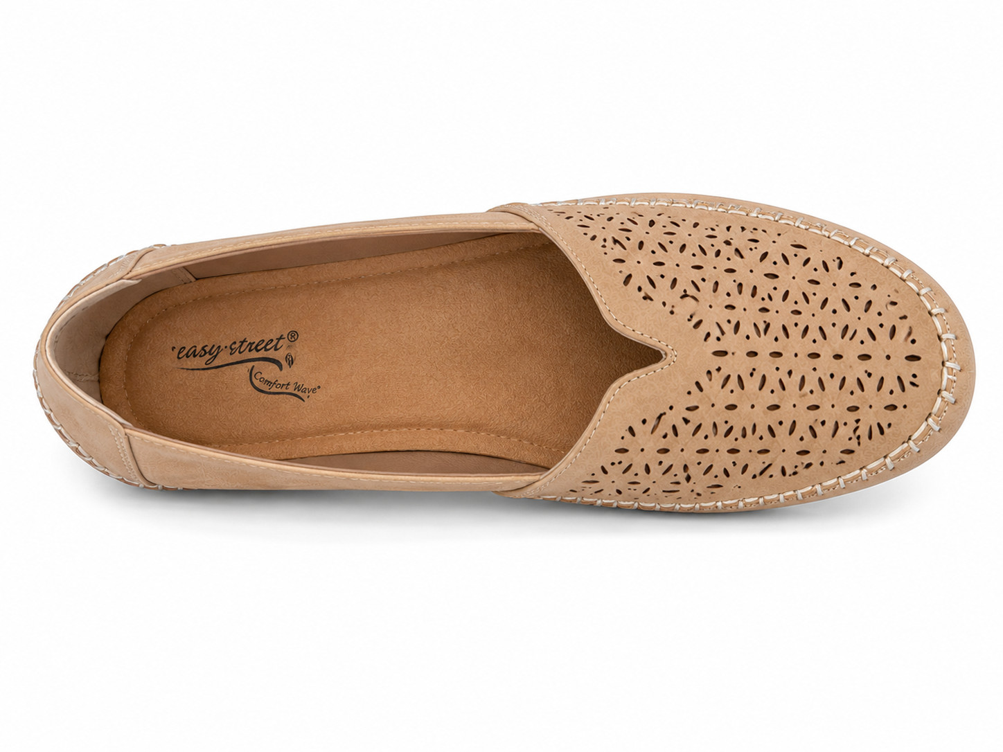 Easy Street Amity Loafers Women’s Size 12M Natural Perforated Comfort Flats NIB