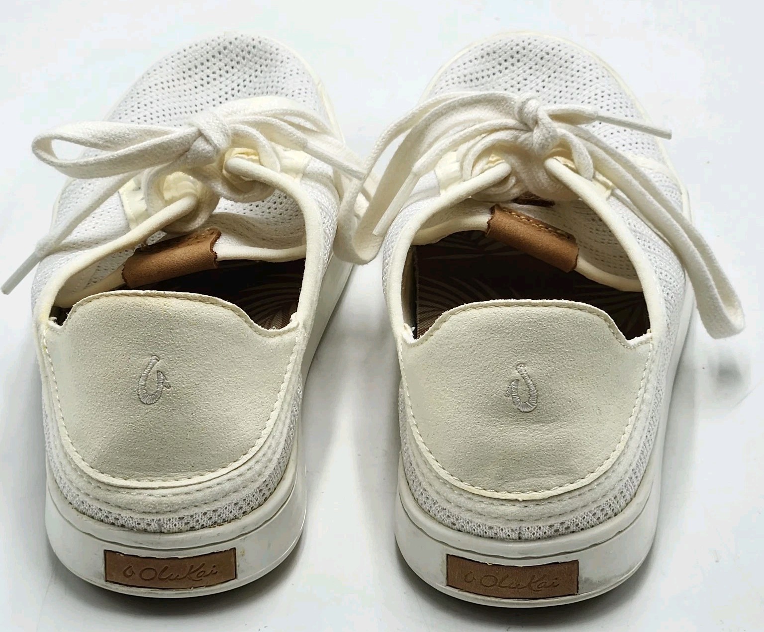 Olukai Pehuea Li White Mesh Knit Sneaker Casual Shoes Women’s Size 7.5 Lace Up