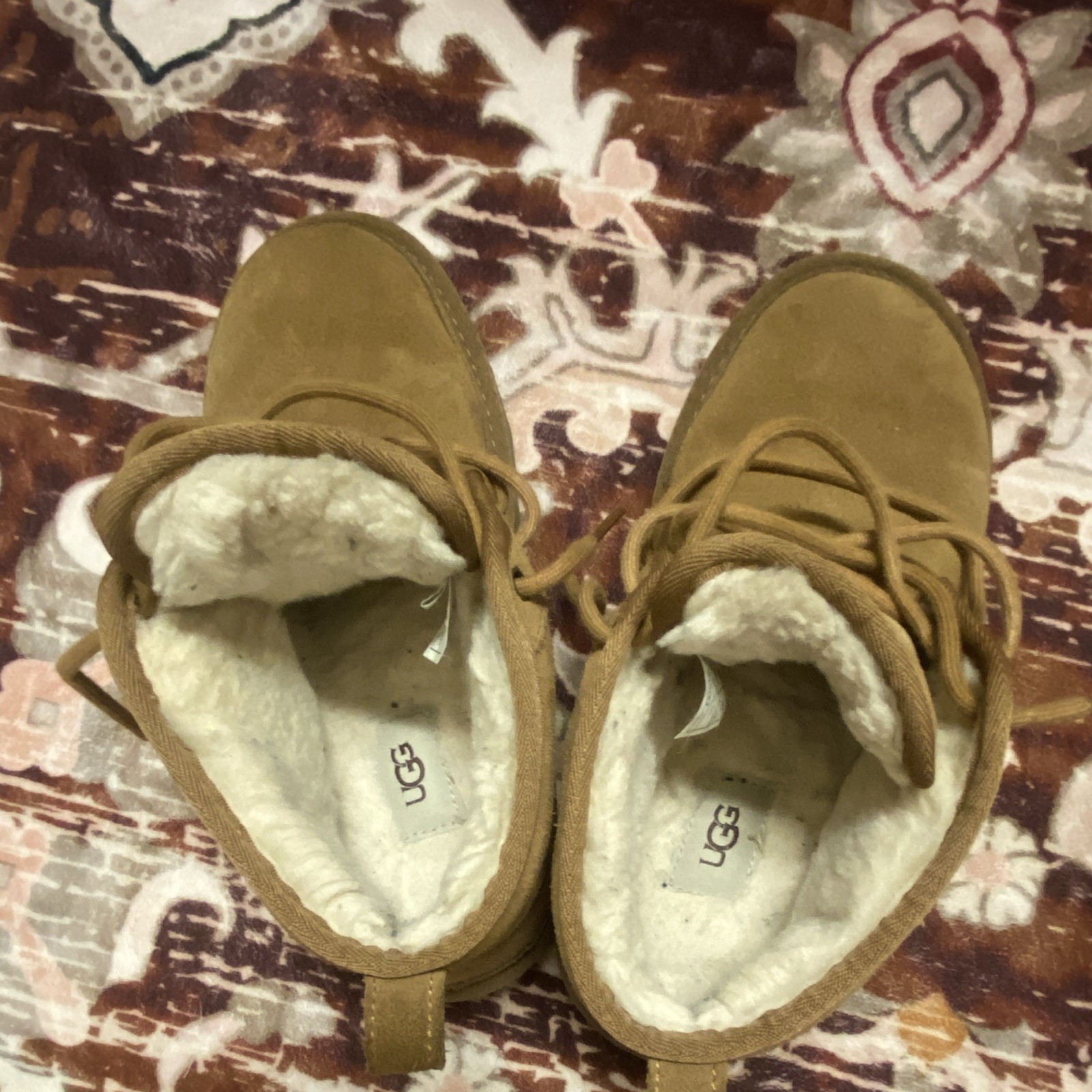 UGG Women’s Brown Suede Shearling Lined Lace-Up Ankle Chukka Boots