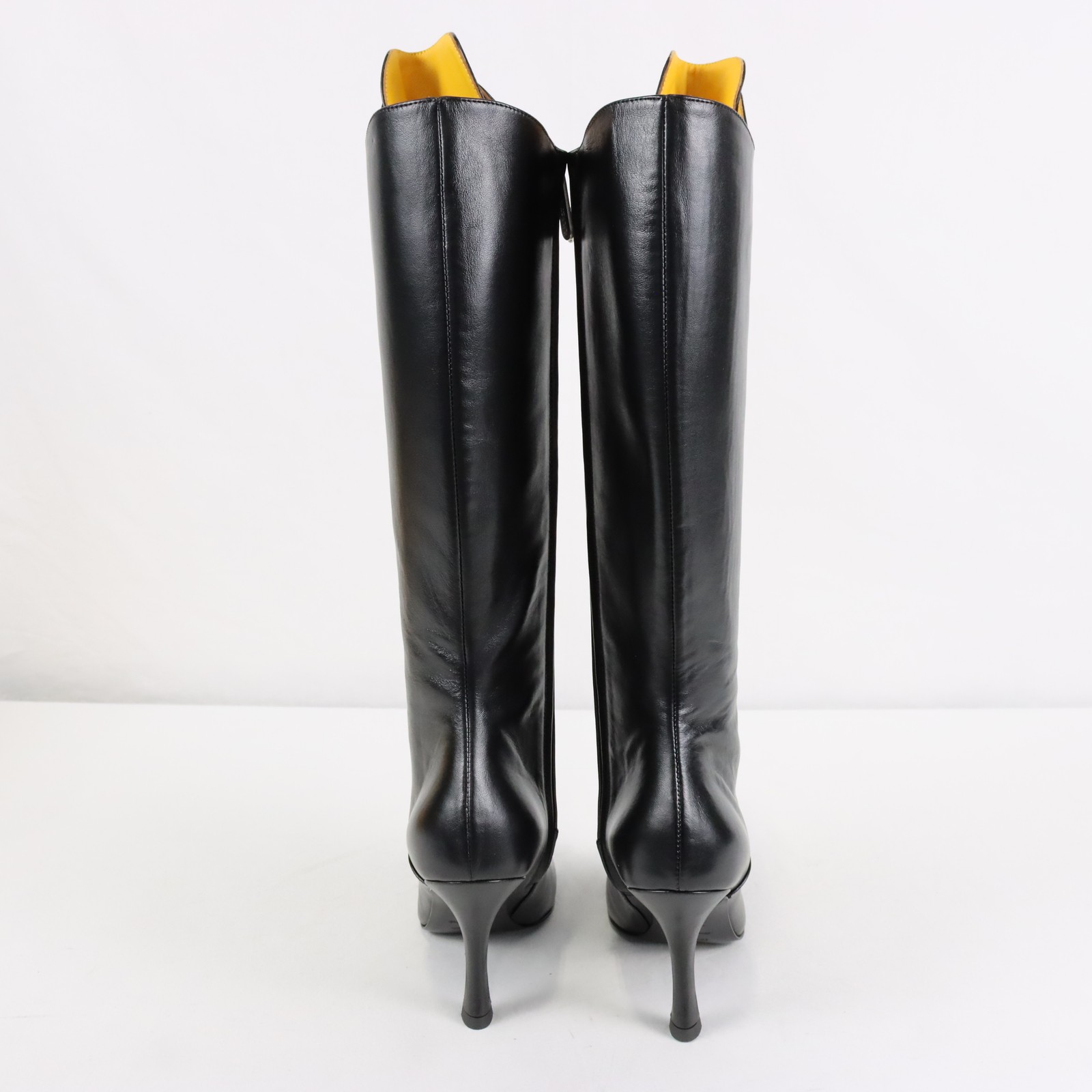 Lili Curia Ida Lace Up Tall Heeled Leather Boots In Black – Women’s Size EU 38