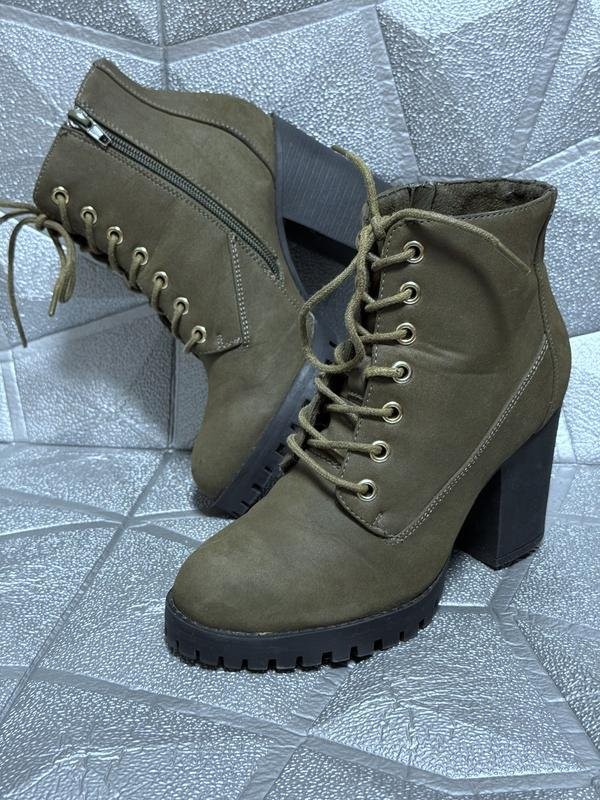 women new look boots khaki synthetic leather 35.5