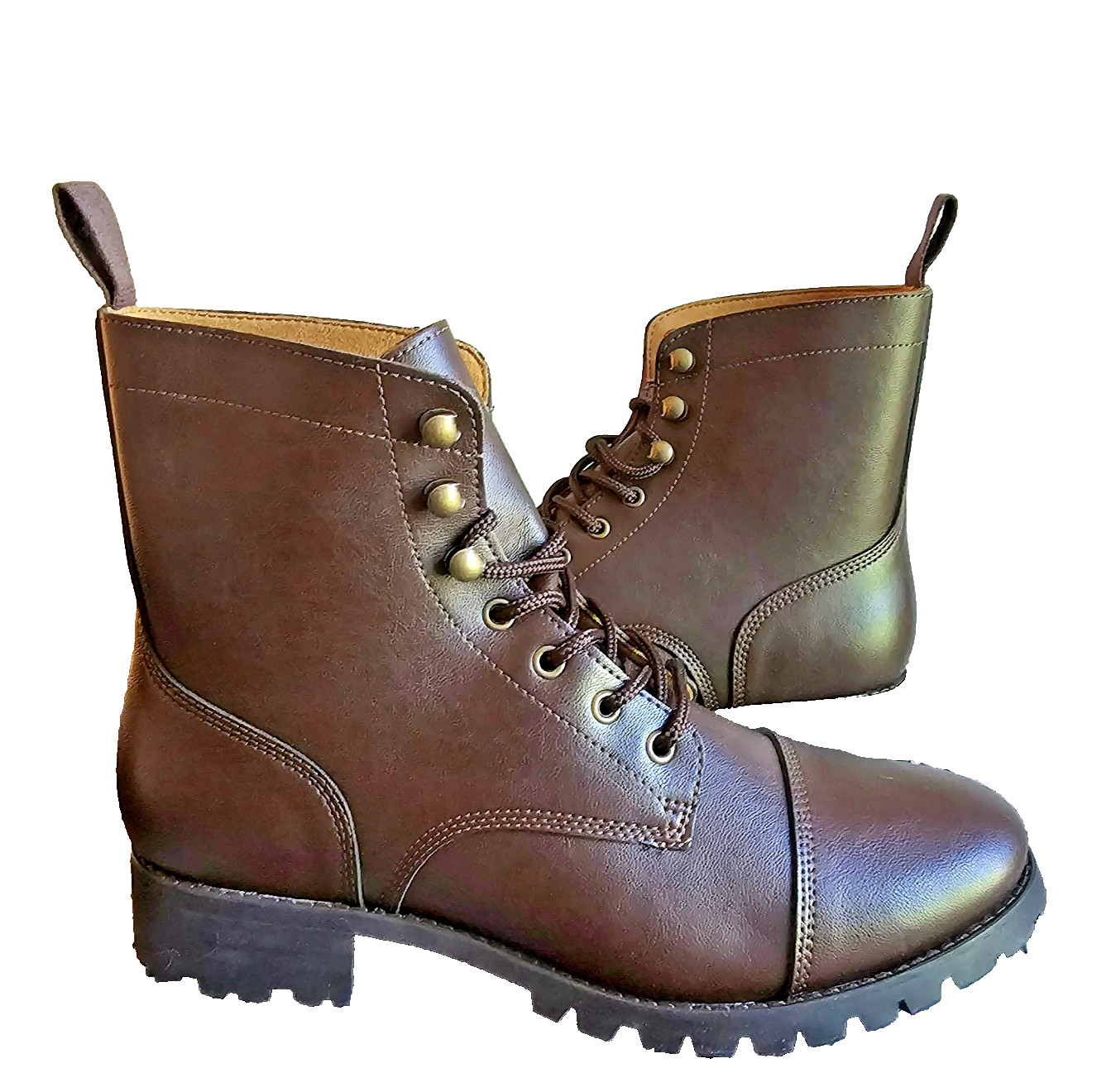 Will’s Vegan Shoes Dark Brown Vegan Leather Carbon-Neutral Work Boots Sz 9