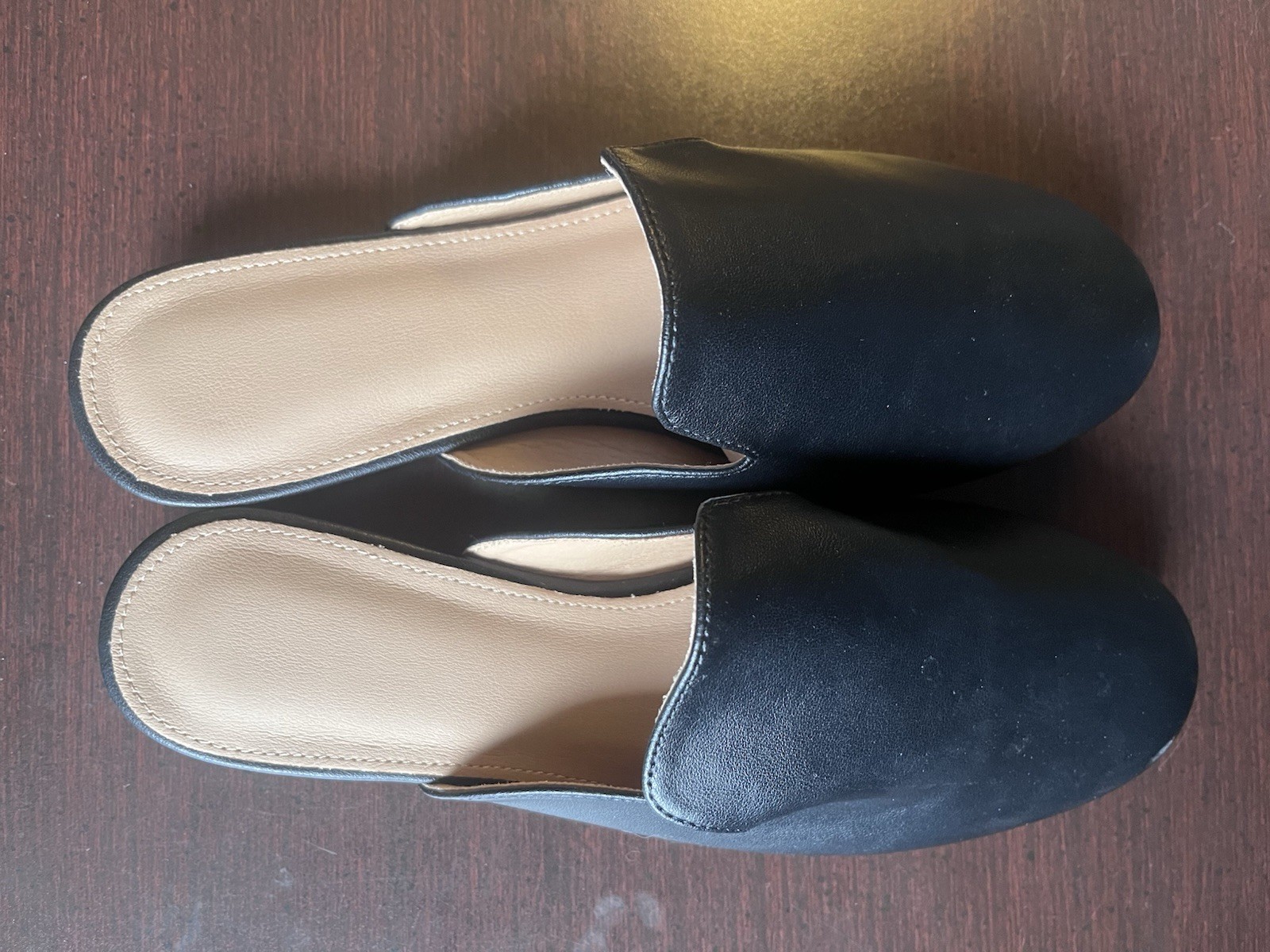 Black Synthetic Round Toe Slip-On Flats Solid Casual Spring Summer Fall Women