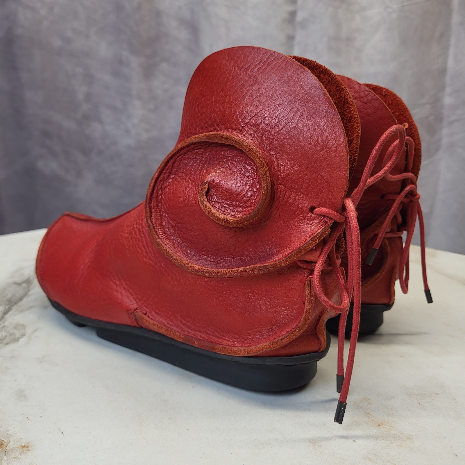 Trippen Taurus Penna Back Lace Midevil Peasant Booties Red Elf Women’s 37