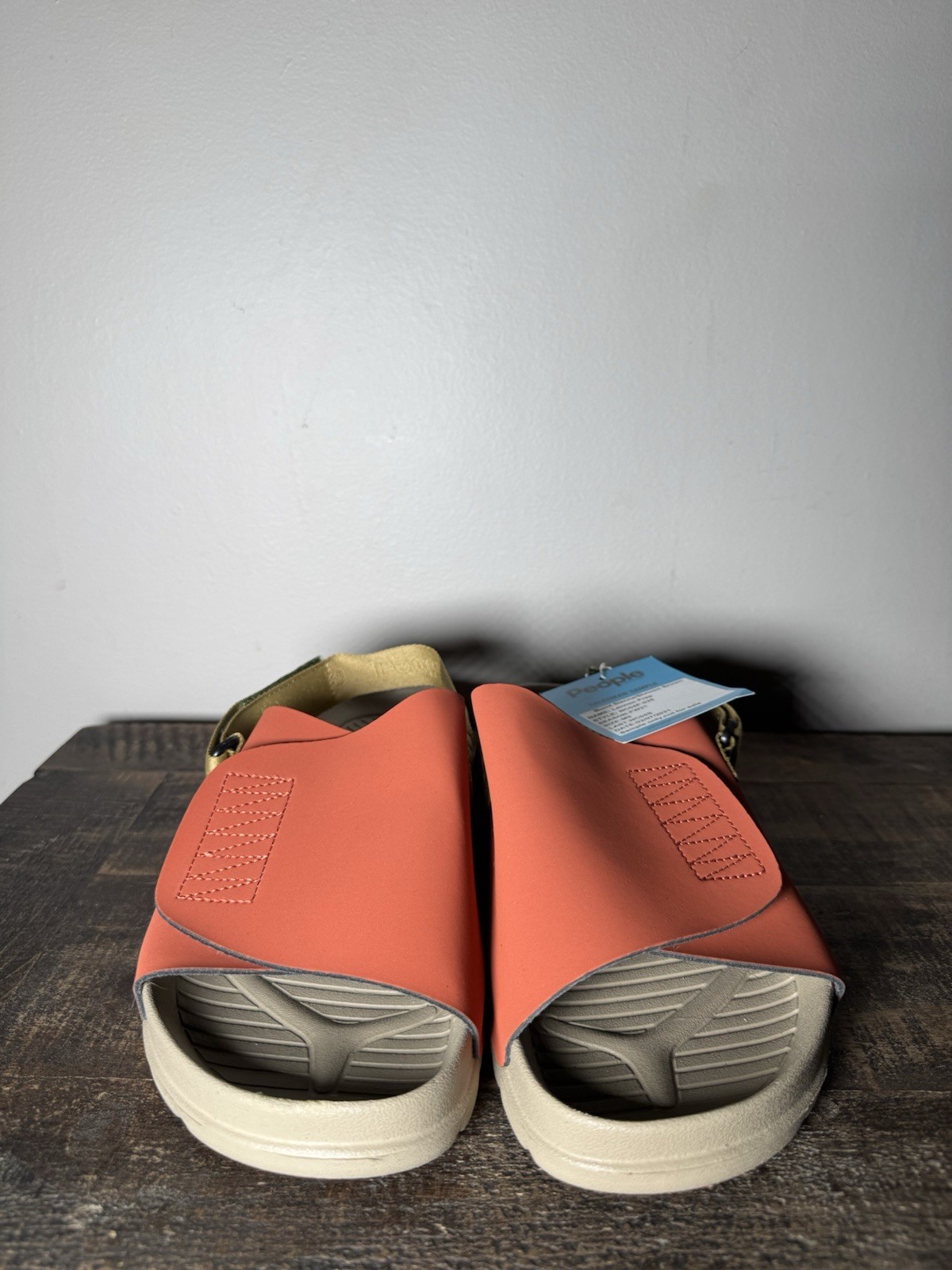 People Orange Beige Slide Sandals Women’s Hook & Loop Straps Casual