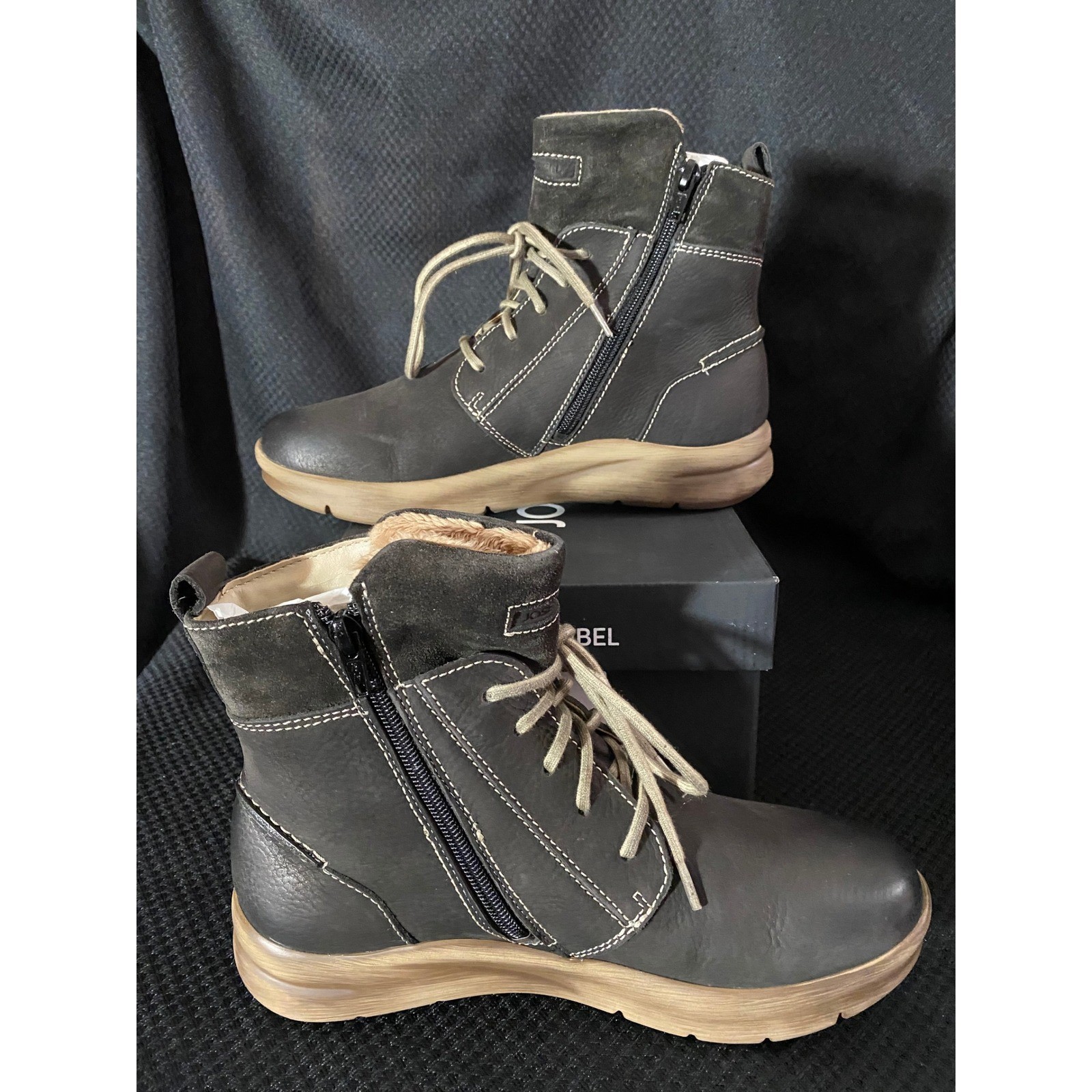 Josef Seibel Conny 53 Titan Grey Leather Waterproof Boots EU 37 NEW