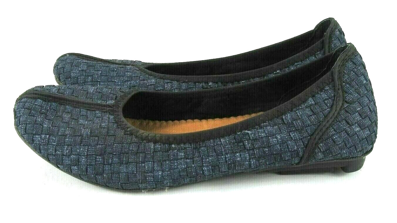 BERNIE MEV Hazel Womens 6 M Shoes Slip Ons Woven Semi Pointed Blue Ballet Flats