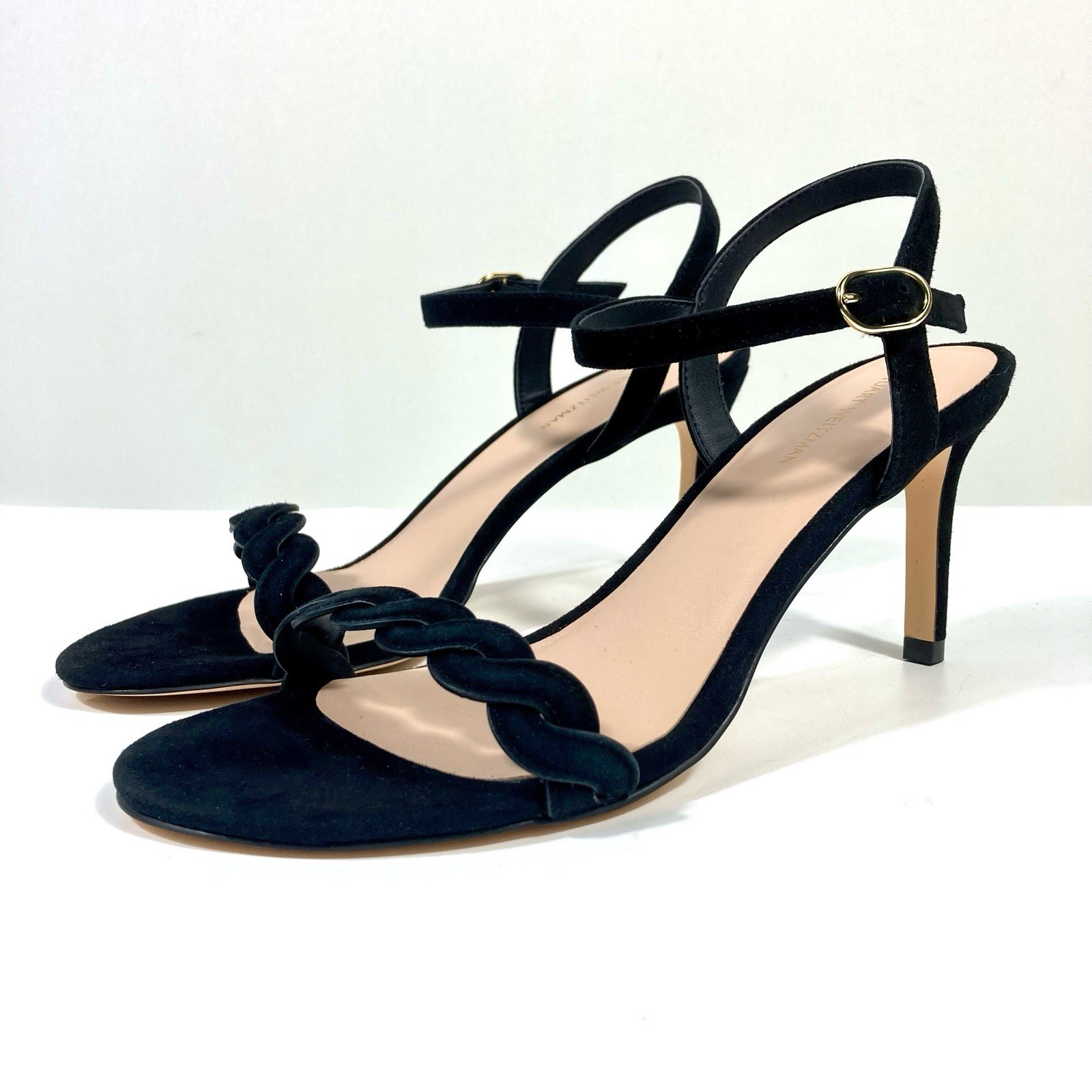 Stuart Weitzman Twistie Stiletto 75 Heels Sandals Suede Black 6 9 B NEW
