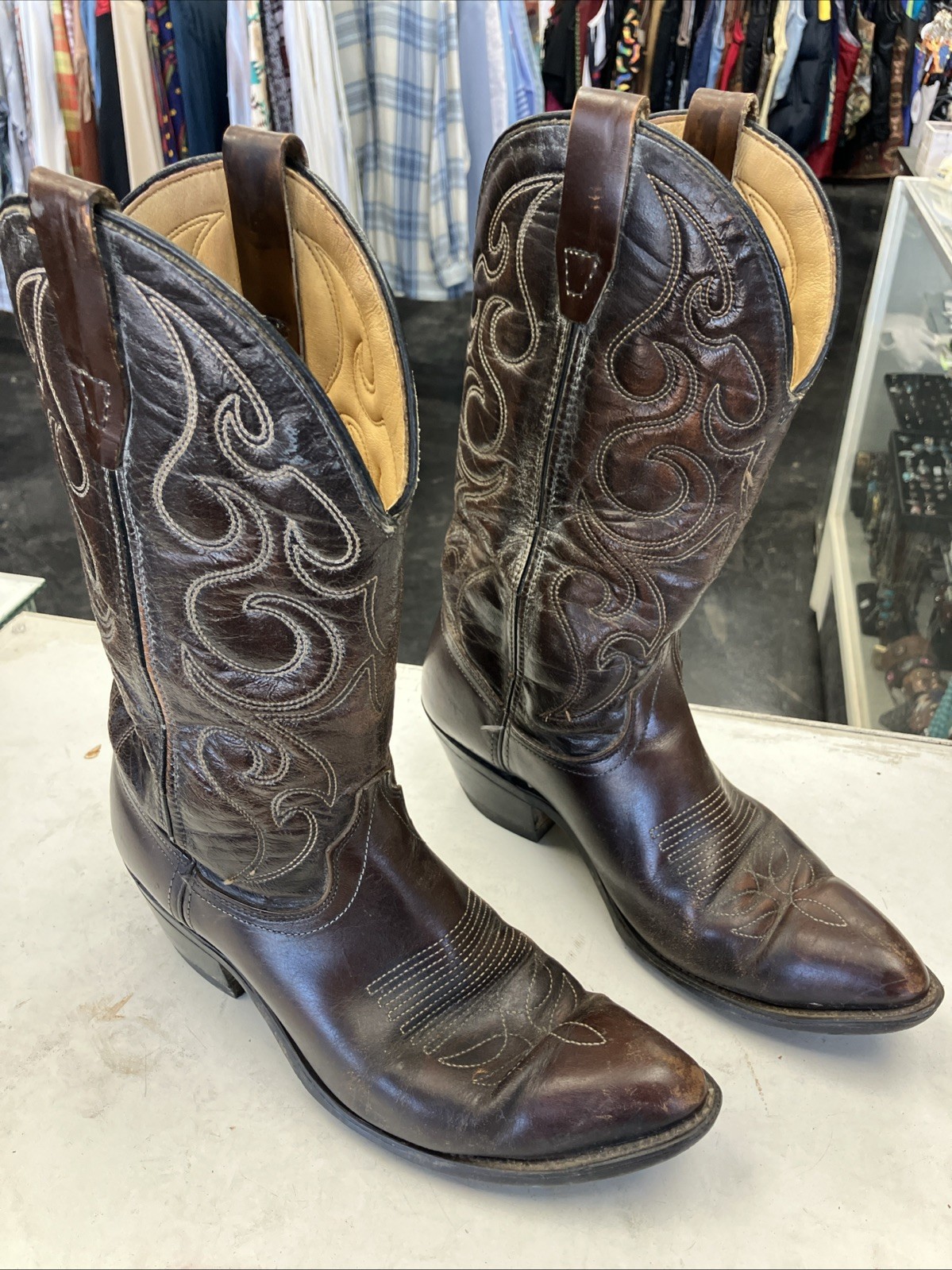 Vintage Wrangler Women’s Brown Leather Western Cowgirl Dance Boots Size 9 M USA