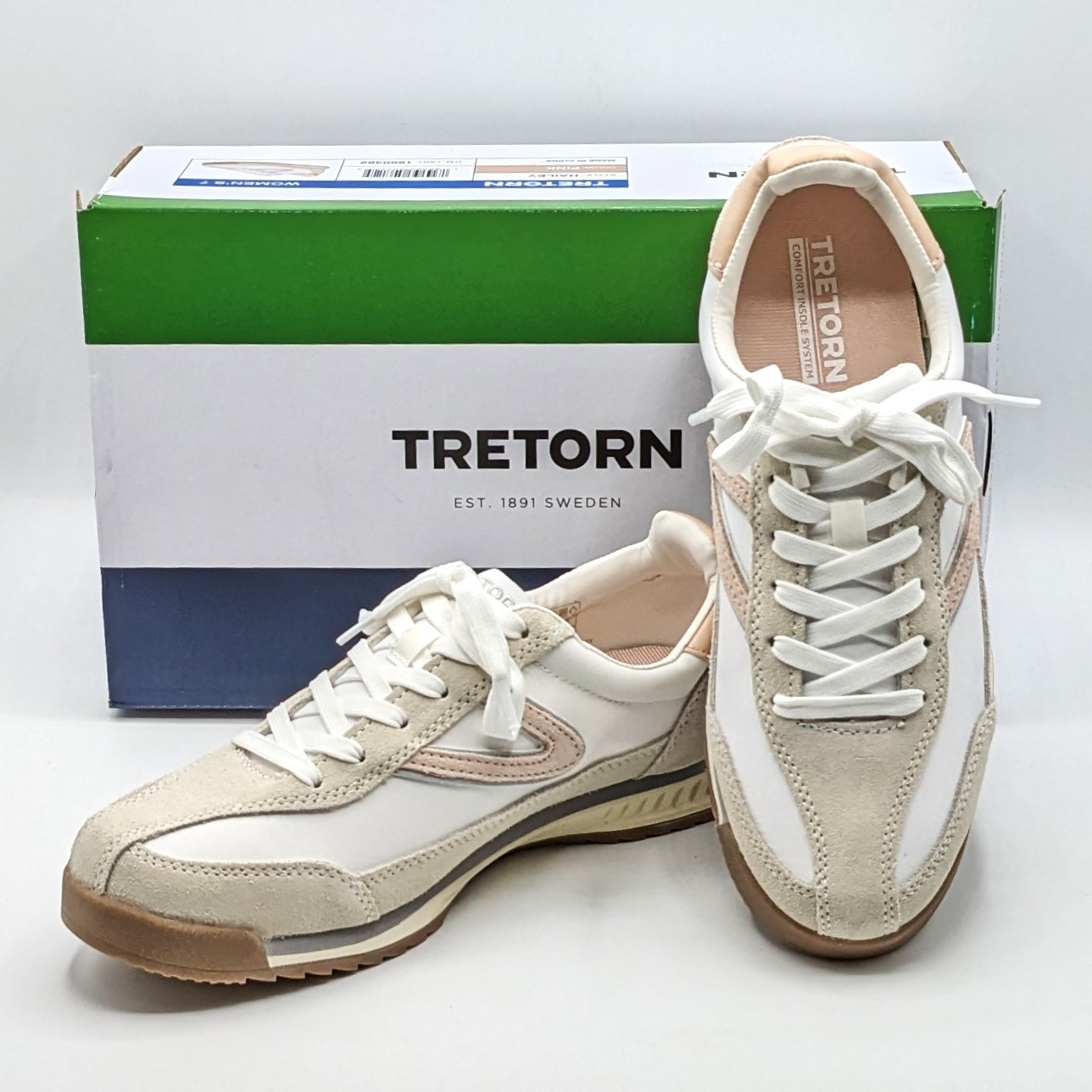 Tretorn «Hailey» Women’s, Leather & Nylon Canvas, Sneaker (White / Pink) – NEW