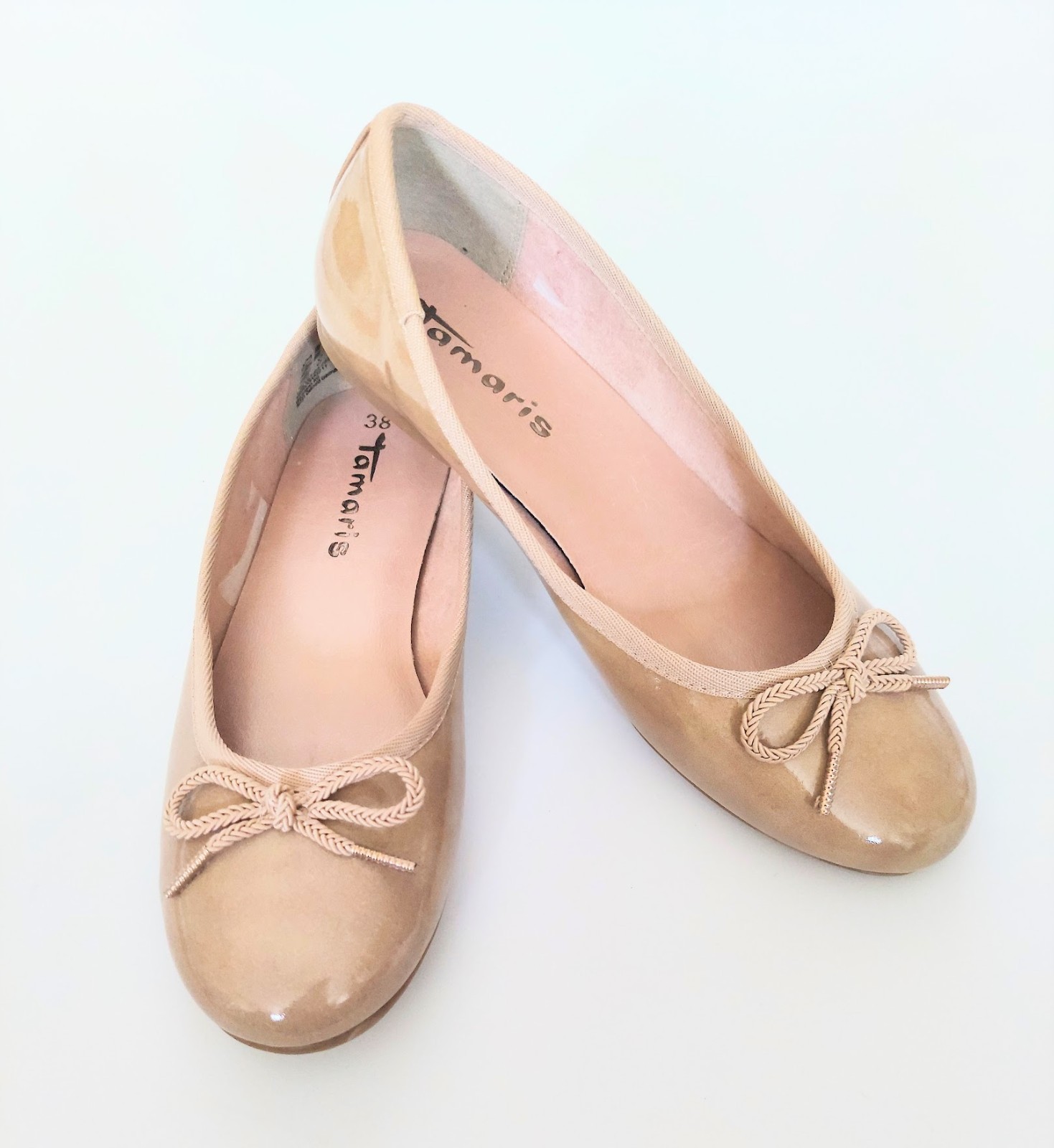 Tamaris Leather Ballet Flats Size US 7.5 EU 38 Tan Made In Germany