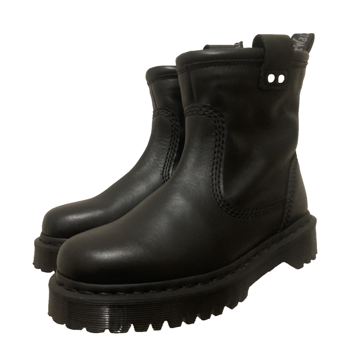 DR MARTENS Anistone Lo Women’s 7 Black Leather Biker Gothic Punk Pull On Boots