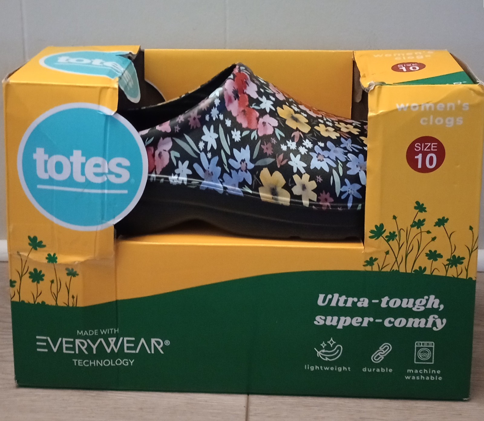 totes Women’s Ultra Tough Super Comfy Lightweight Size 10 Floral Gardening Clog