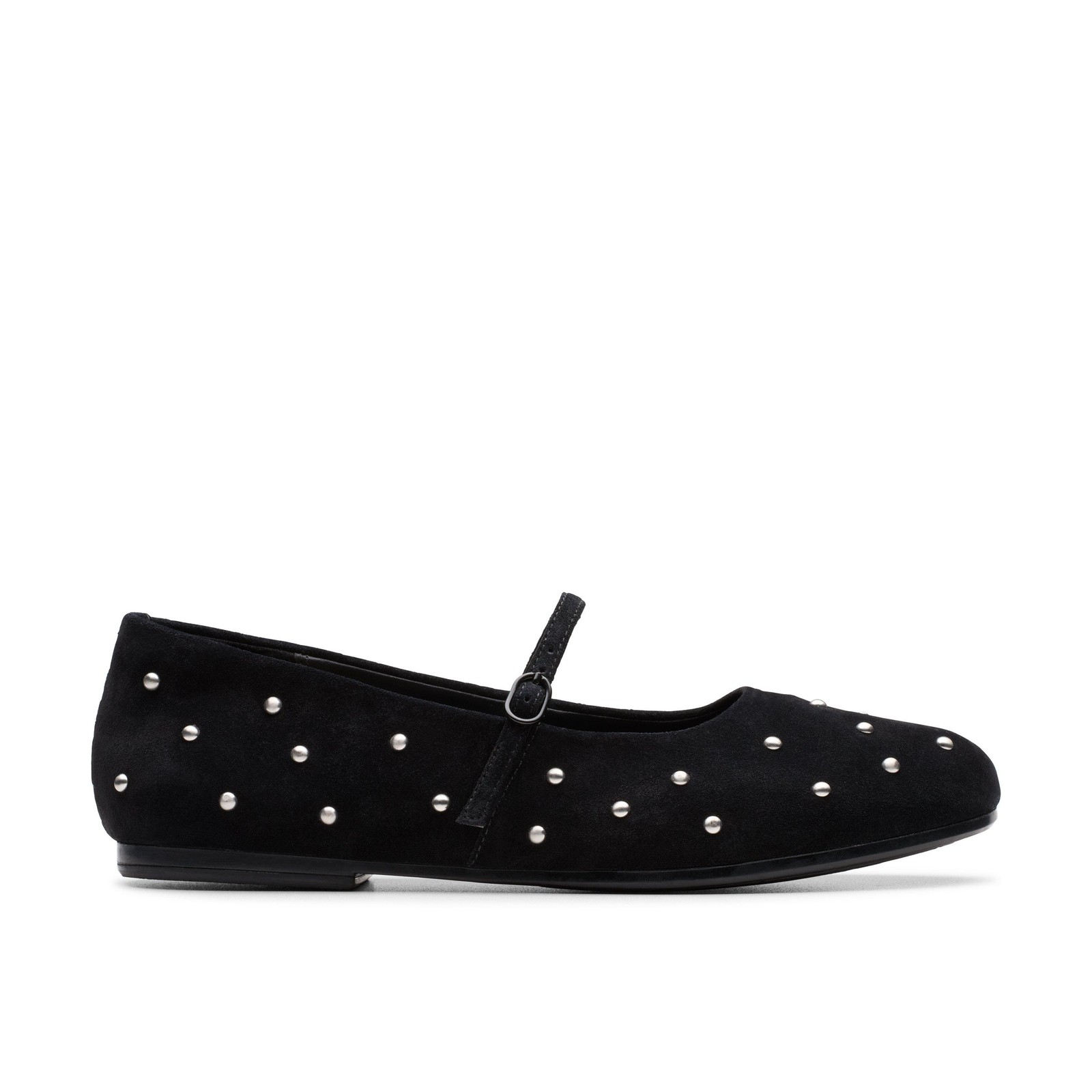 Clarks Womens Livia Stud Black Suede Casual Shoes