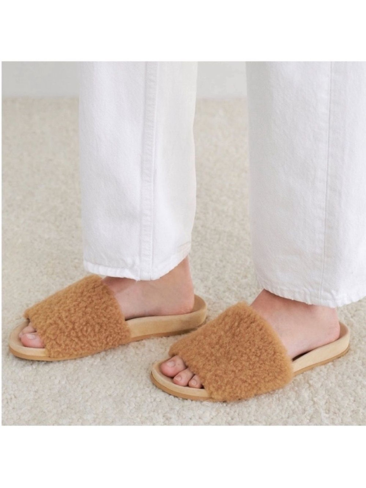 NEW Jenni Kayne Shearling Slide br Sandal. Natural. 8/38