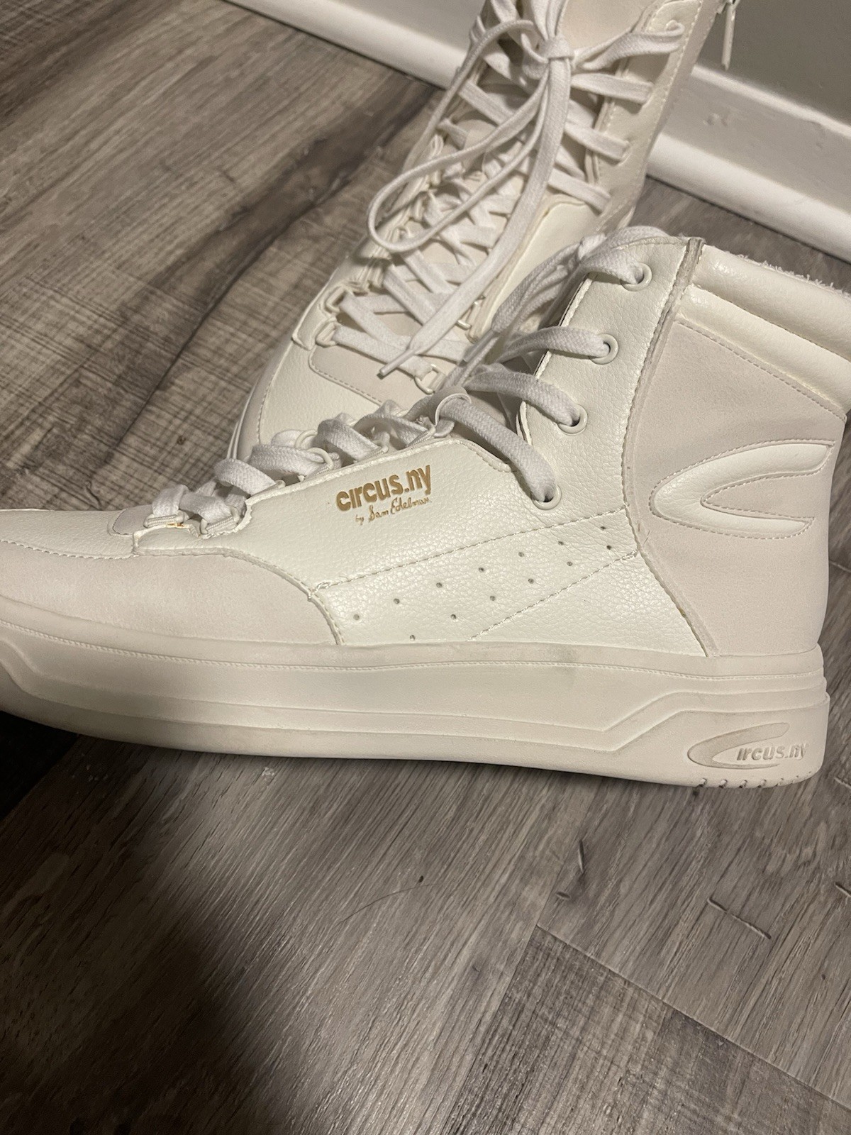 Circus NY by Sam Edelman White High Top Sneakers Logo Zipper Lace Up, size 12