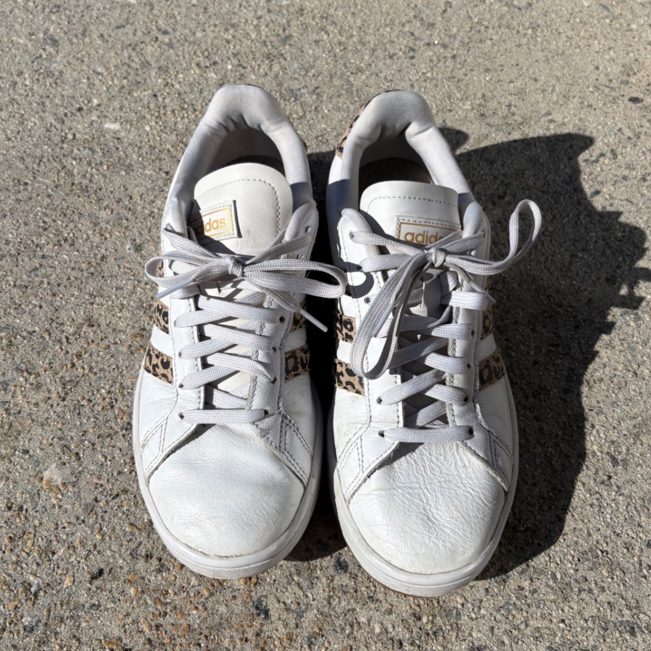 Adidas Grand Court Leopard Print White Leather Sneakers FY8949 Womens 8.5