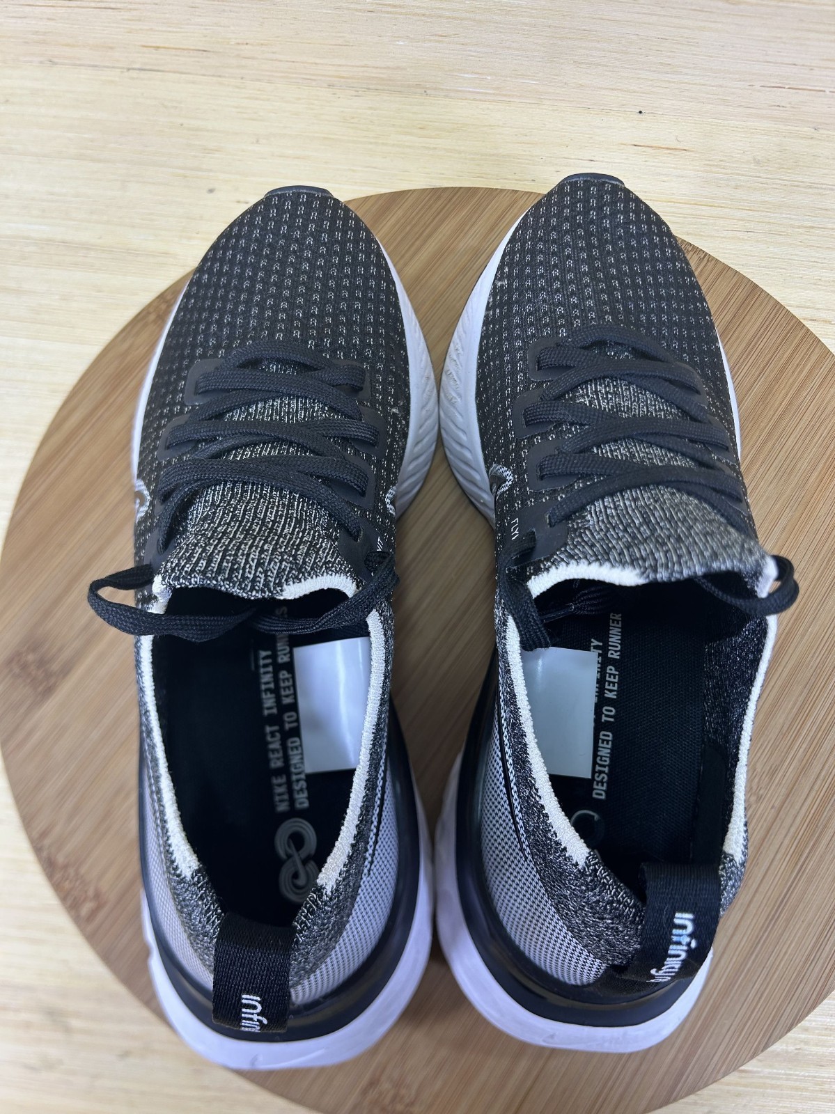 Nike React Infinity Run Flyknit Black Gray Athletic Running Shoes Womens 8.5