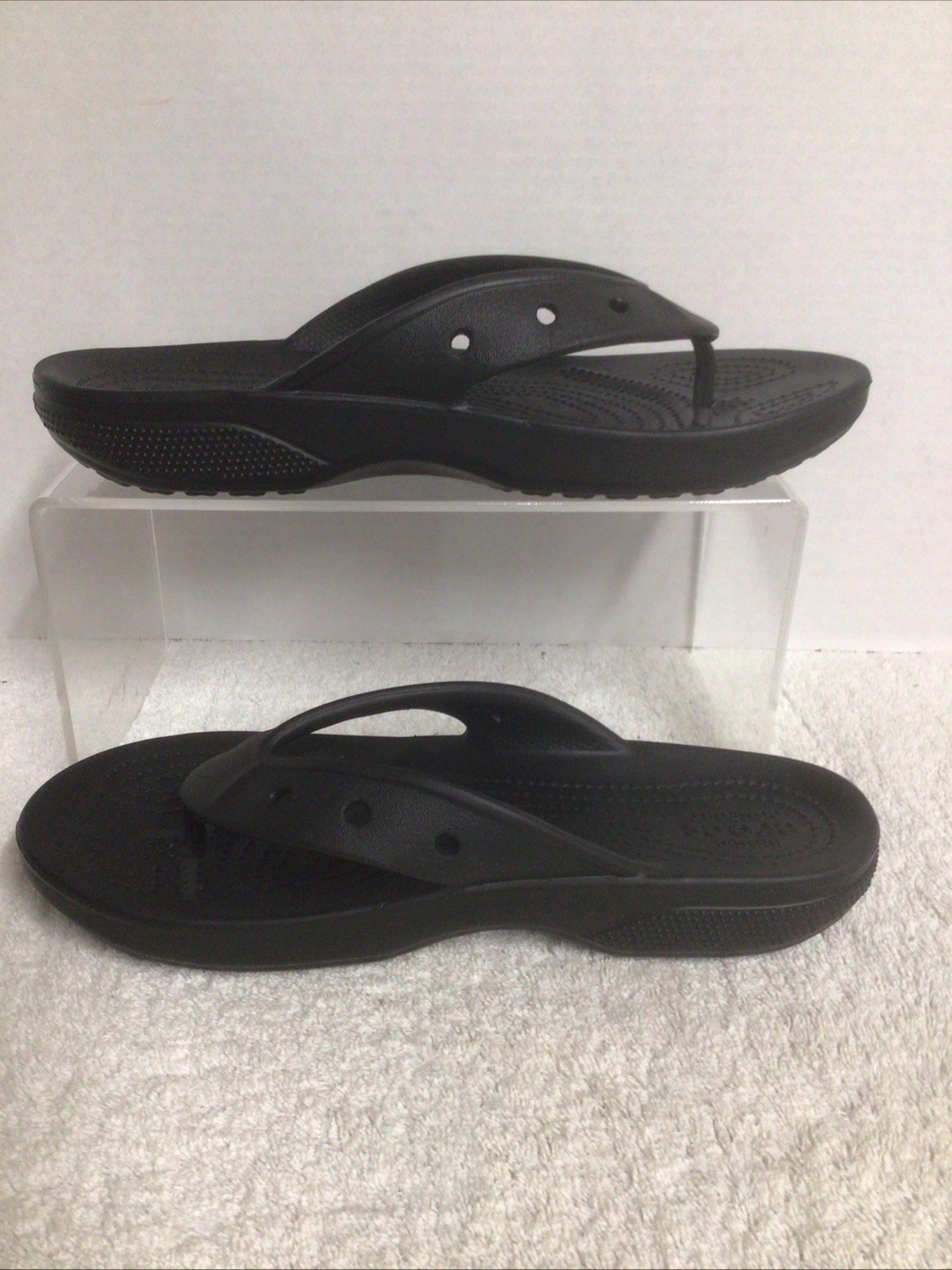 Crocs Iconic Comfort Black Flip Flops Women’s 9 Mens 7 NEW