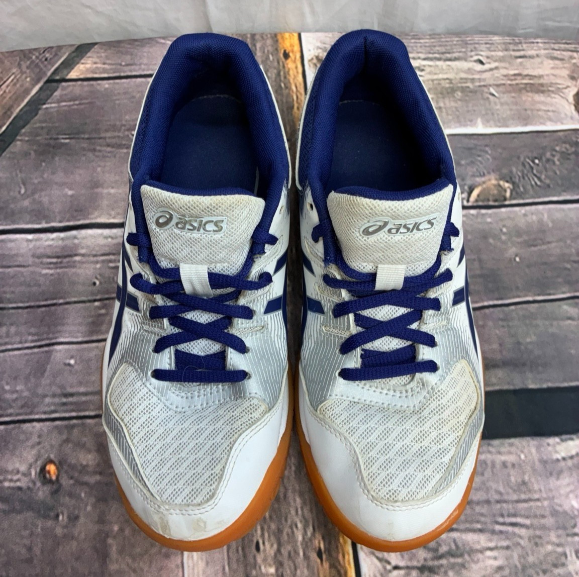 ASICS Gel Rocket 9 Womens Size 6 Volleyball Shoes White Blue Gum Sole 1072A034