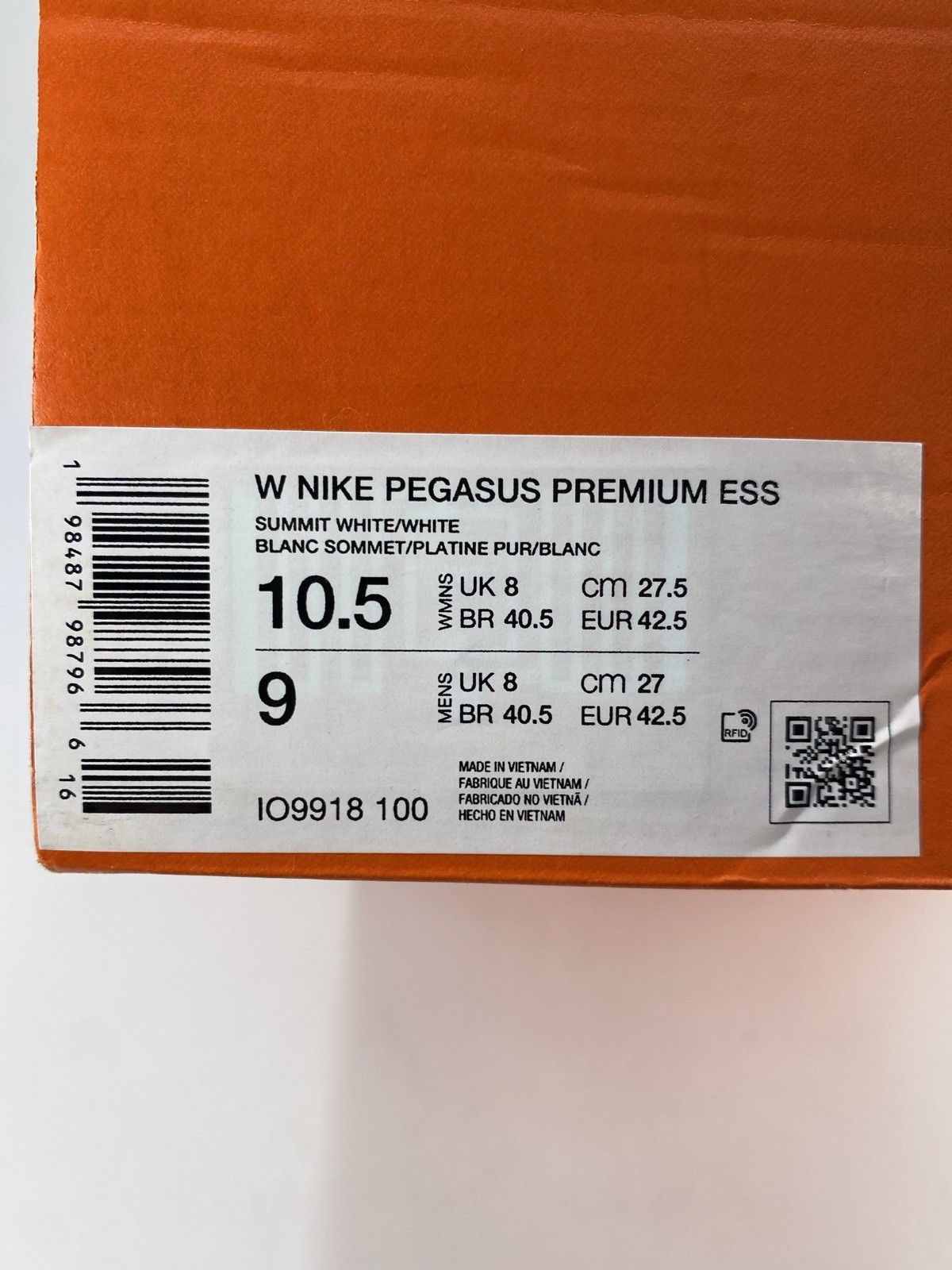 Nike W Pegasus Premium ESS Summit White (IO9918 100) Women’s Size 10.5