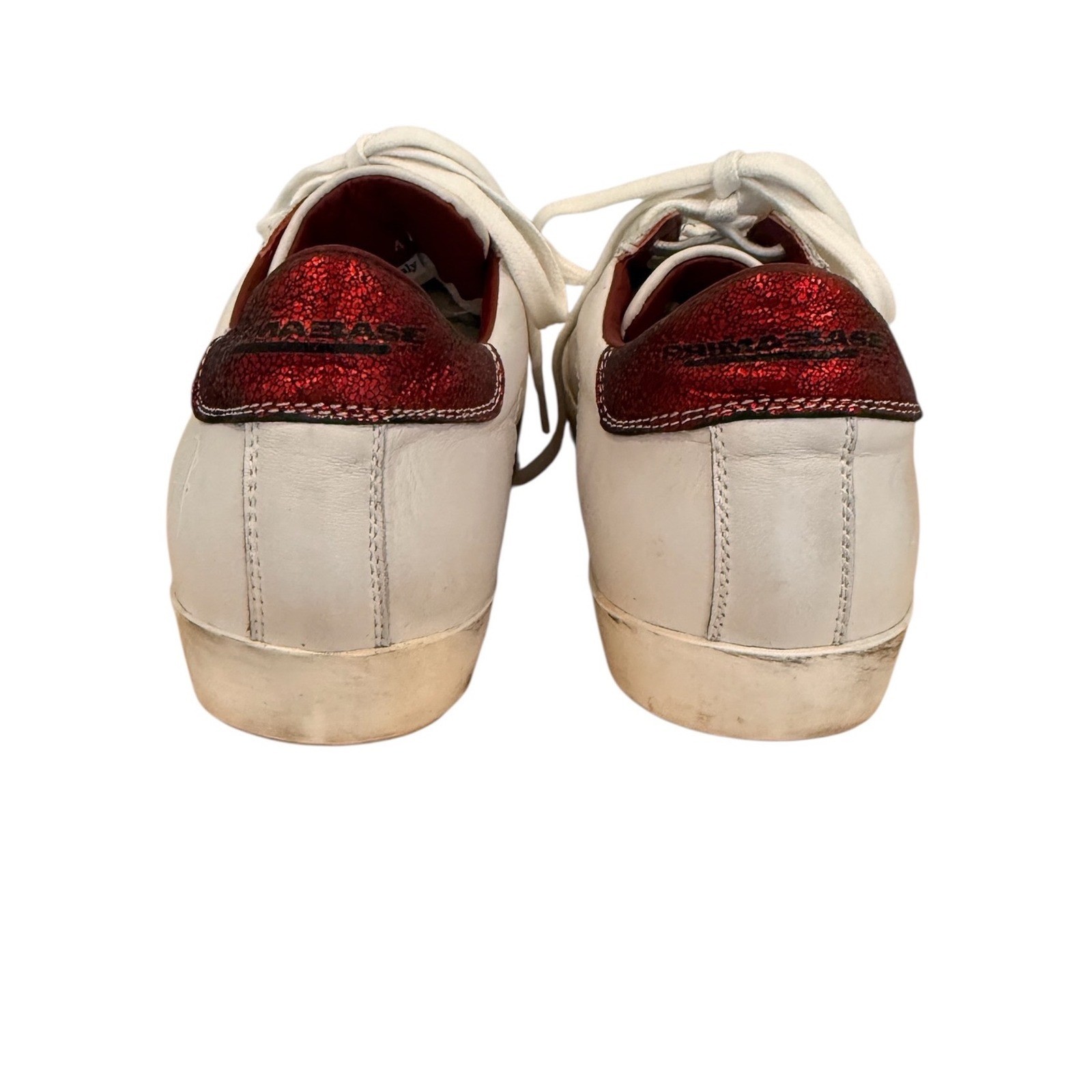 Primabase Forma Sneakers White Gold Red Metallic Distressed Leather Italy 40