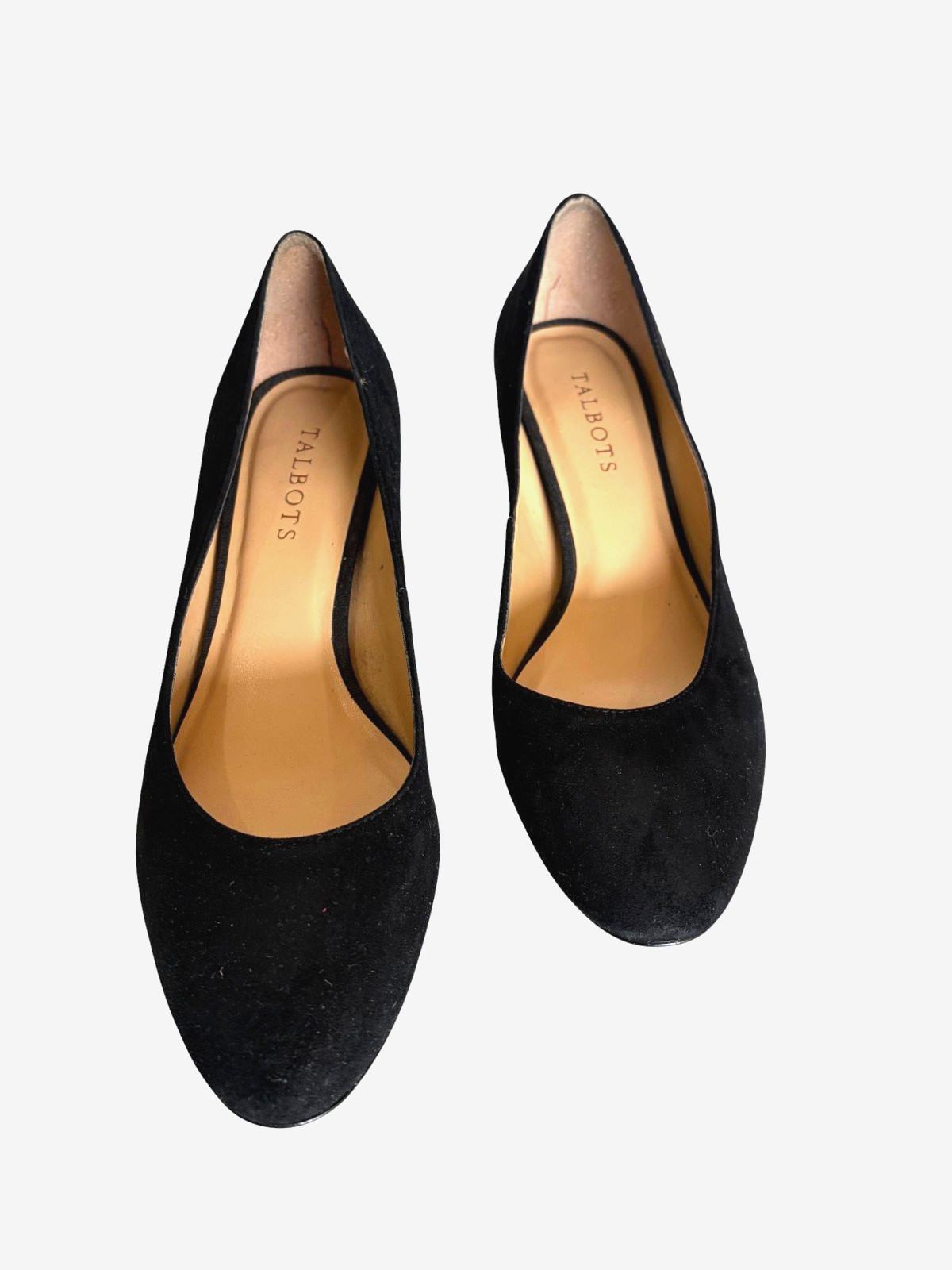 Talbots Isa Black Suede Block Heel Pumps Womens Size 8.5 M Tortoise Shoes