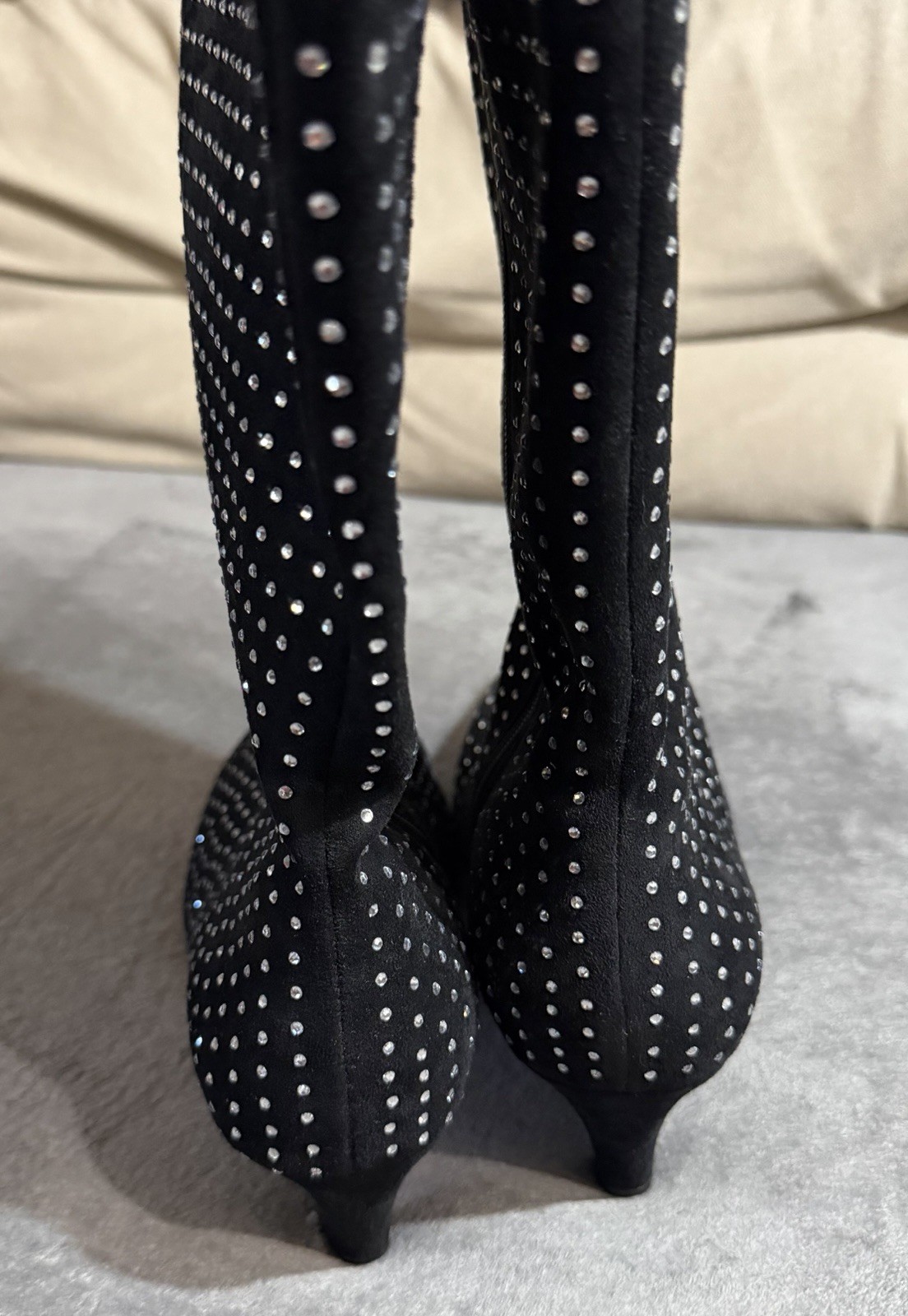 Torrid Embellished Kitten Heel Knee Boot Black Size 8WW New W/O Box