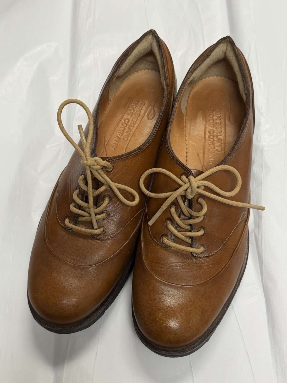 Timberland Boot Company Women Leather Lace Up Shoes Tan Size 8 EUC